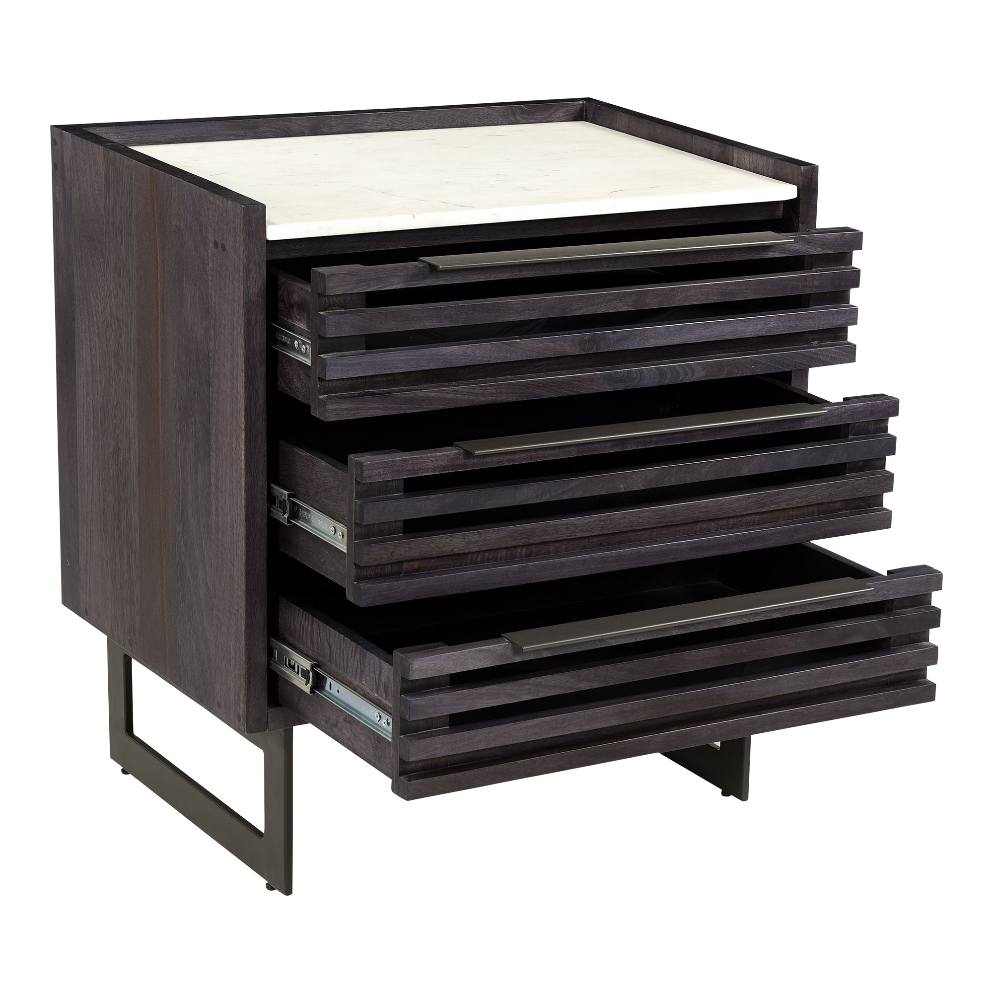 Paloma 3 Drawer Nightstand Charcoal Grey - Moes Home