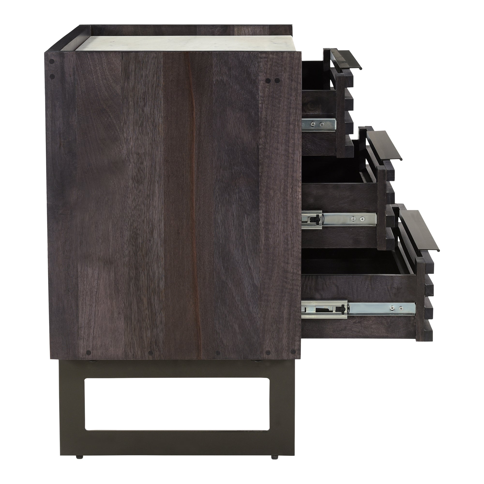 Paloma 3 Drawer Nightstand Charcoal Grey - Moes Home