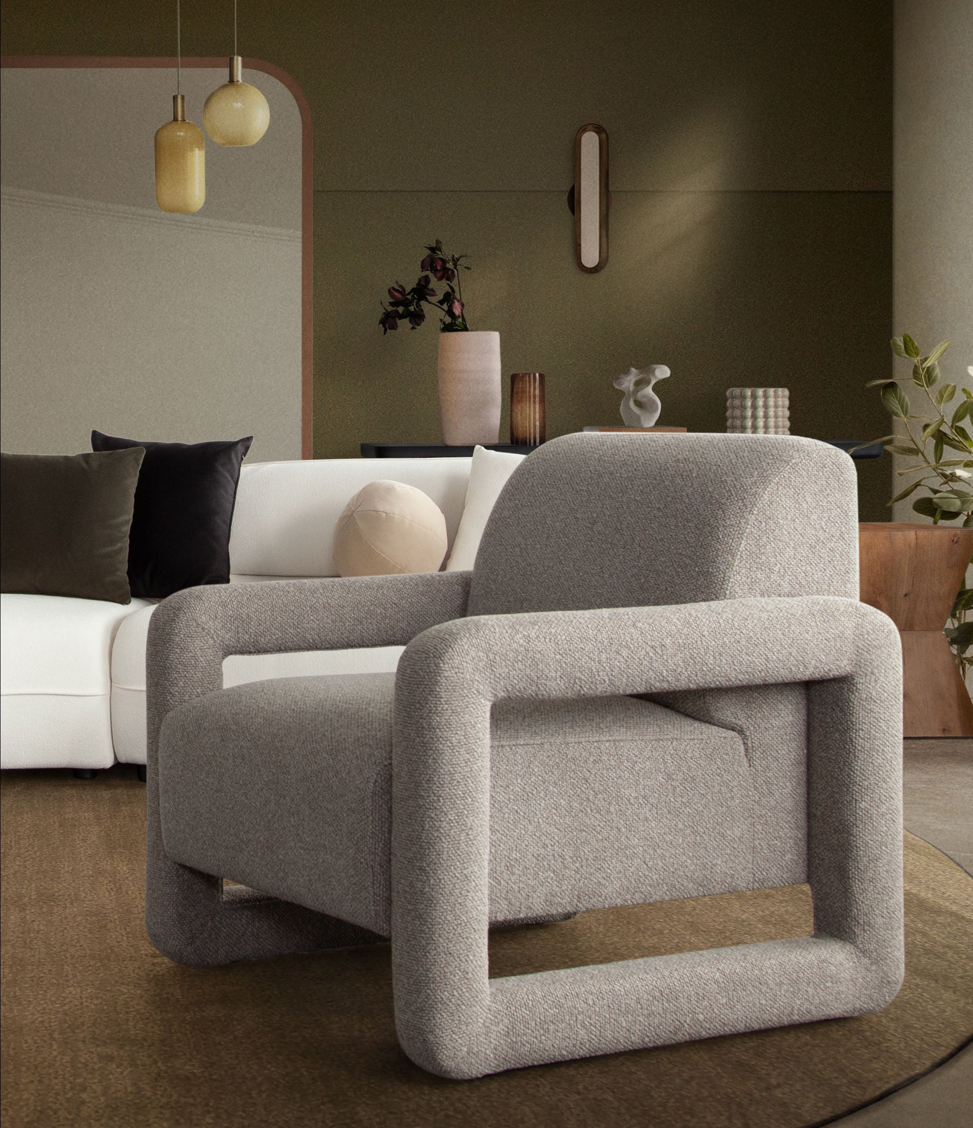 Kona Open Arm Accent Chair in Mink Polyester Fabric by Diamond Sofa