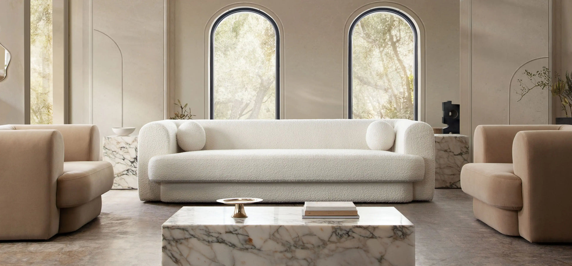 Form Ivory Boucle Sofa - Best Buy Furniture