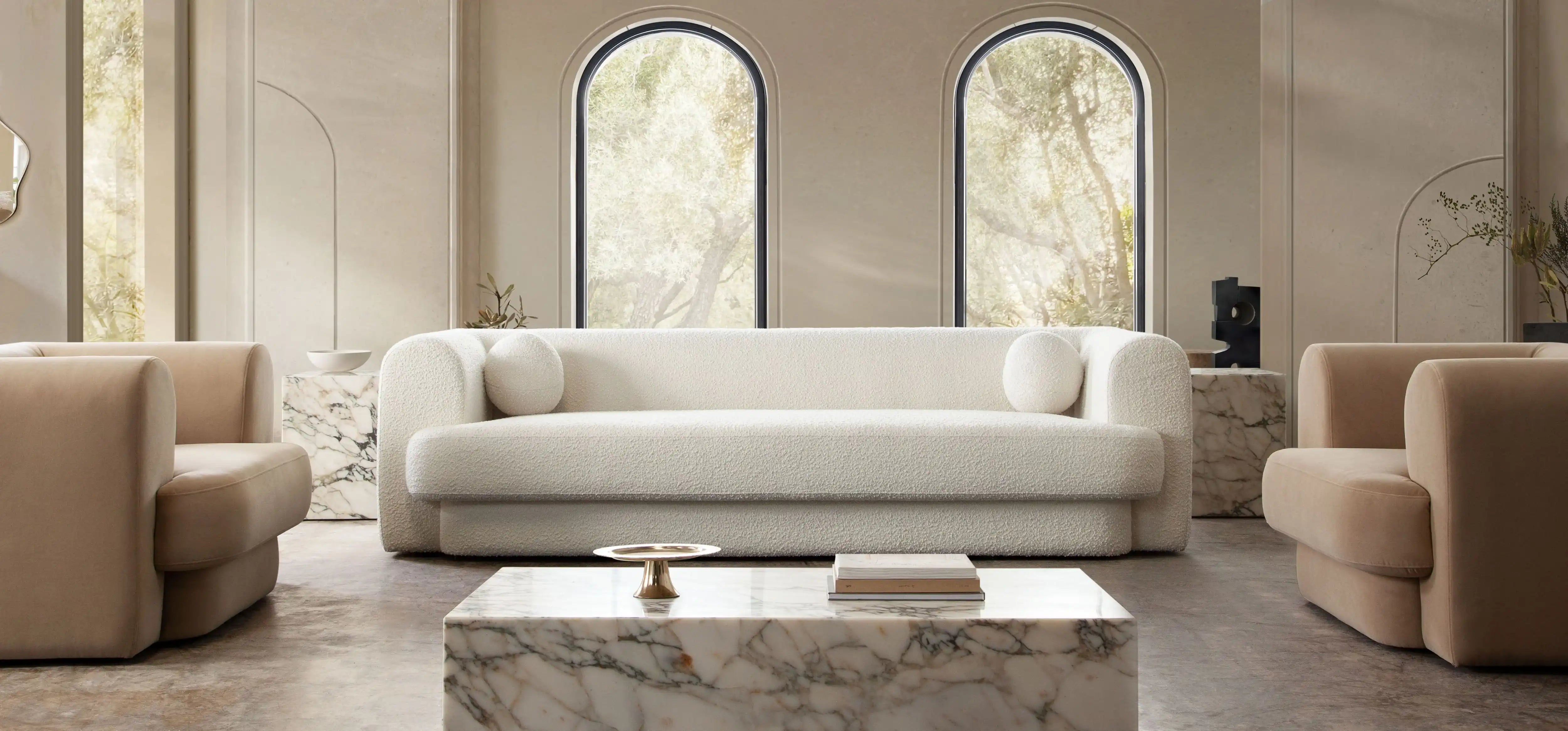 Form Ivory Boucle Sofa - Best Buy Furniture