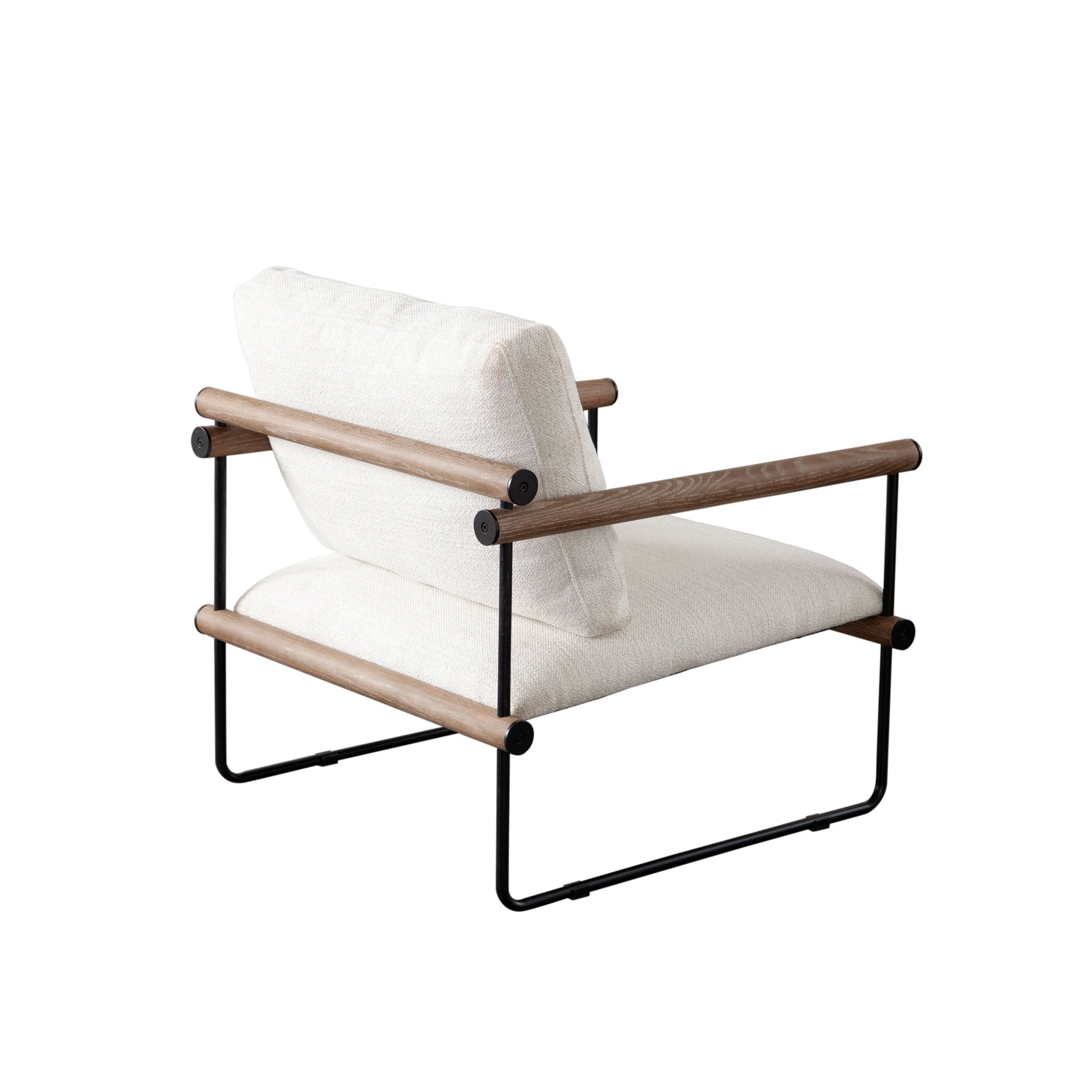 Liam Accent Chair in Cream Fabric w/ Metal Frame & Wood Arm by Diamond Sofa