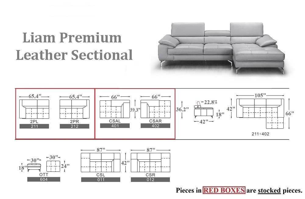 Liam Premium Leather Sectional J&M