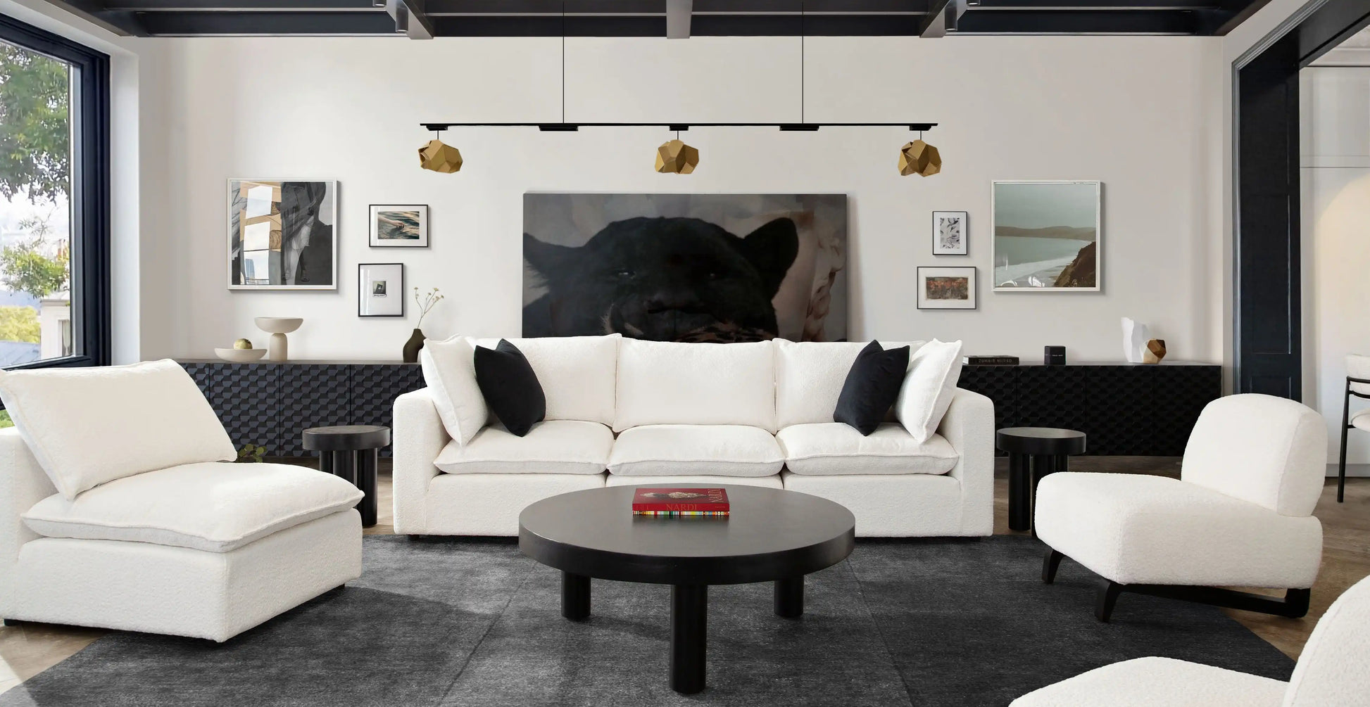 Ivy 3 Piece Modular Down Sofa – White Faux Shearling - Best Buy Furniture