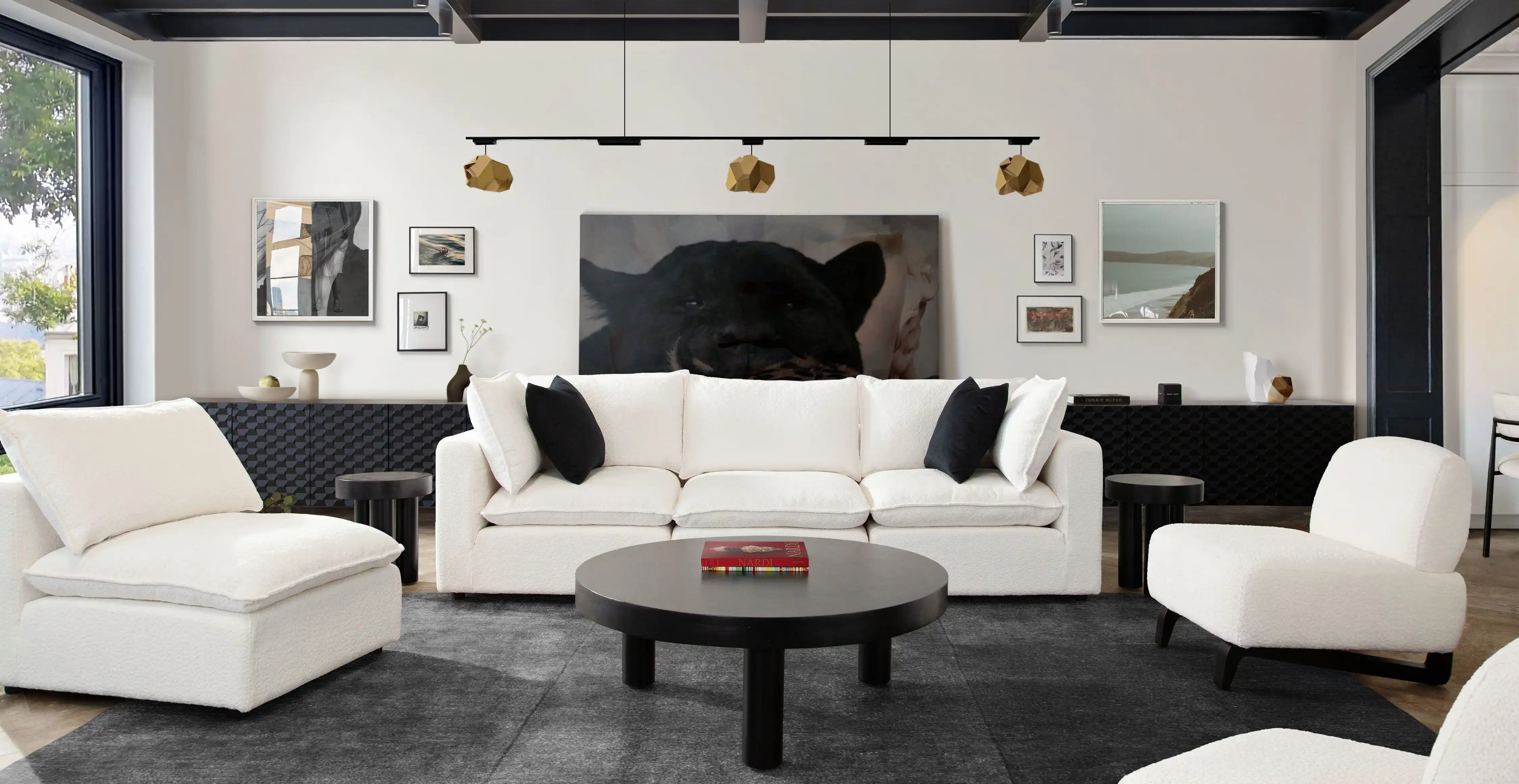 Ivy 3 Piece Modular Down Sofa – White Faux Shearling - Best Buy Furniture