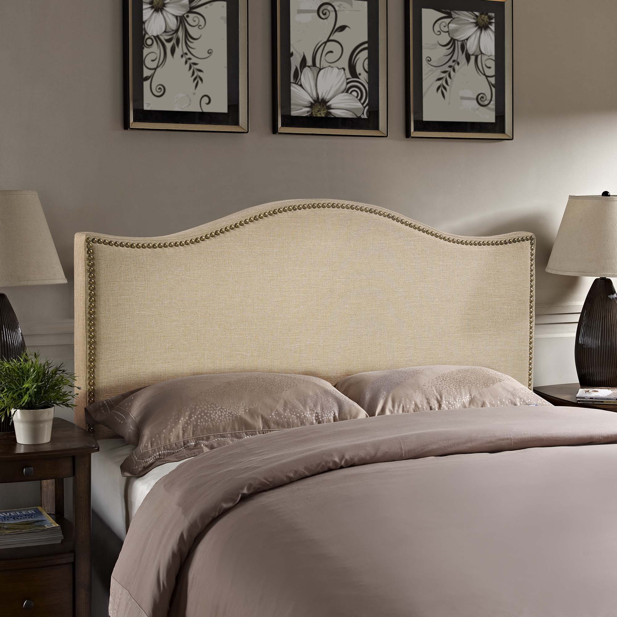 Curl Nailhead Upholstered Queen Headboard by Modway - Best Buy Furniture