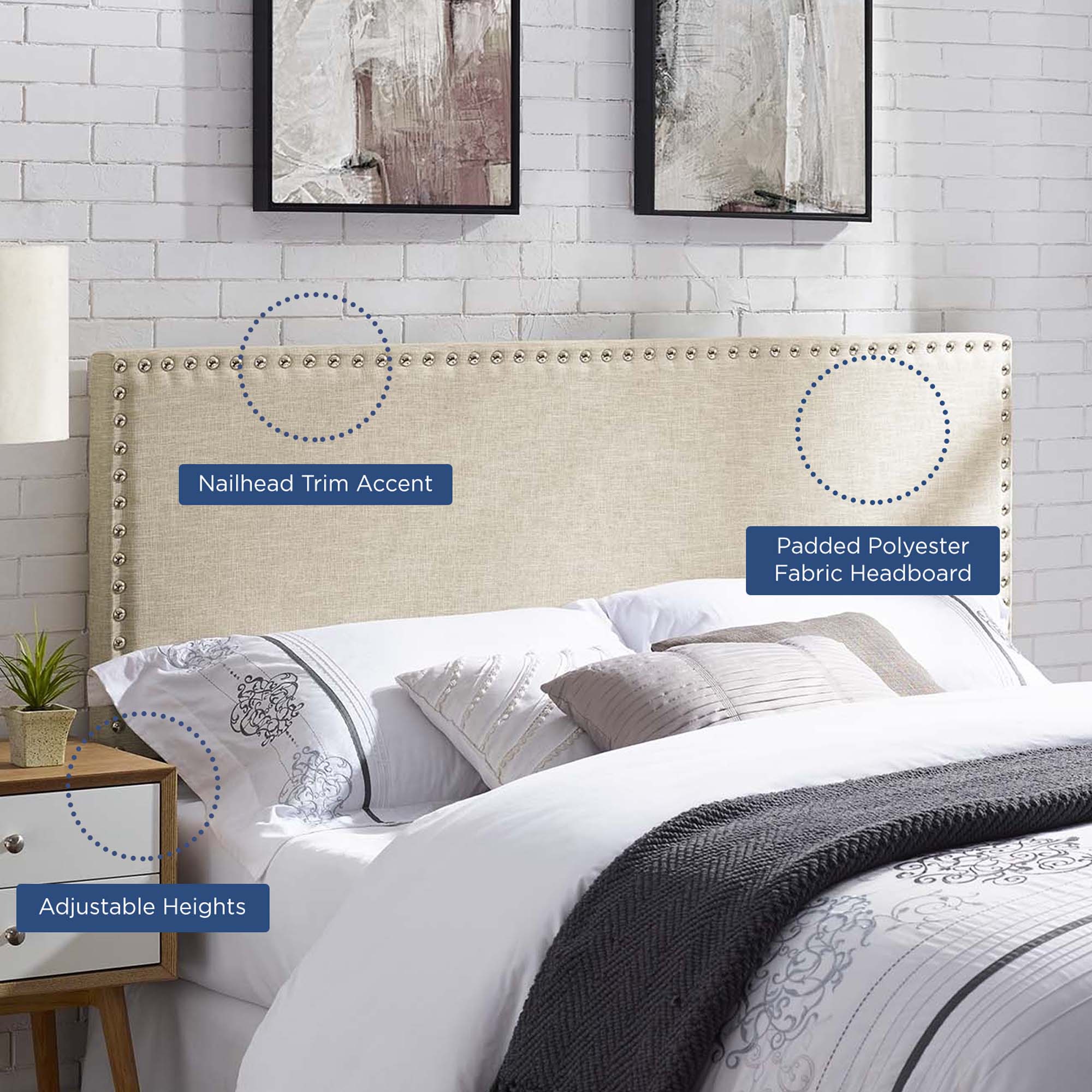 Phoebe Upholstered Fabric Queen Headboard by Modway - Best Buy Furniture