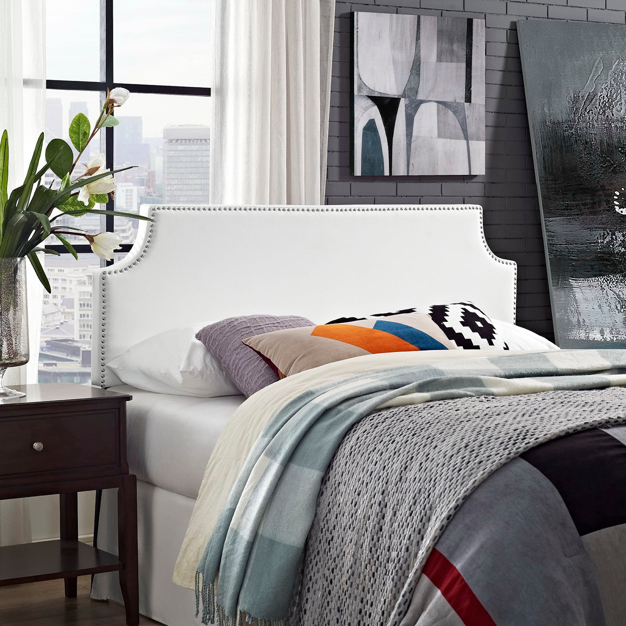 Laura Upholstered Vinyl Queen Headboard by Modway - Best Buy Furniture