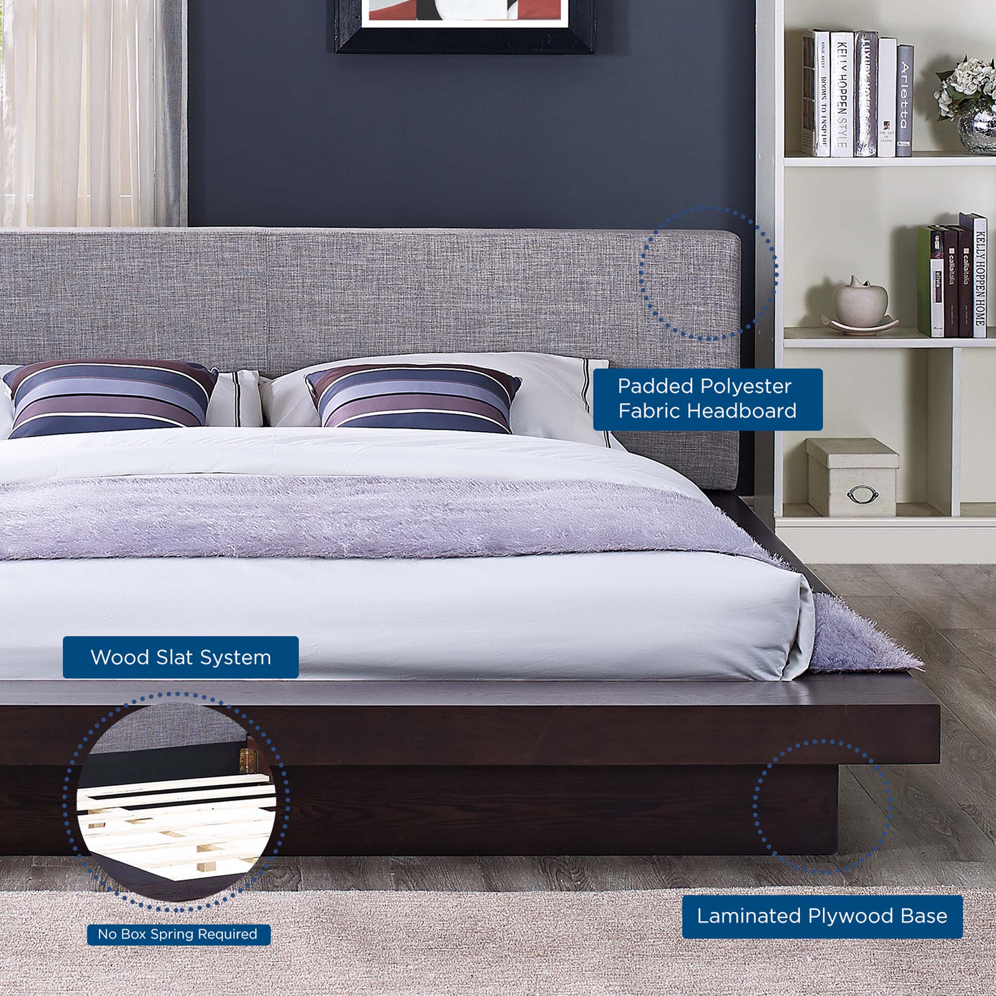 Freja Fabric Queen Platform Bed by Modway - Best Buy Furniture