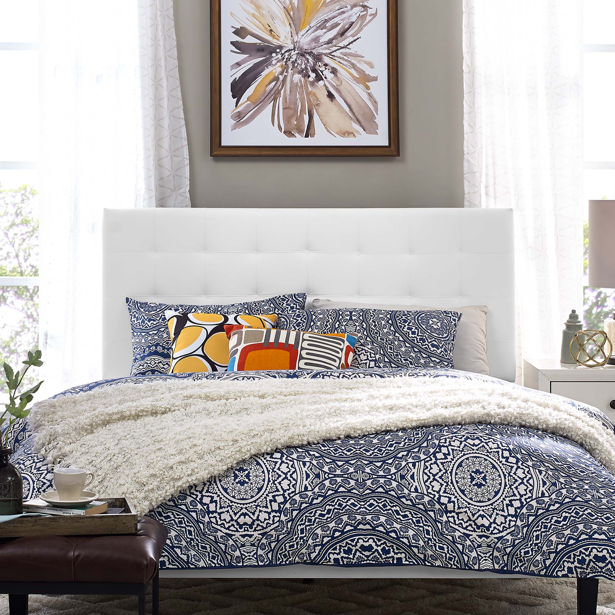 Paisley Tufted Upholstered Faux Leather King and California King Headboard by Modway - Best Buy Furniture