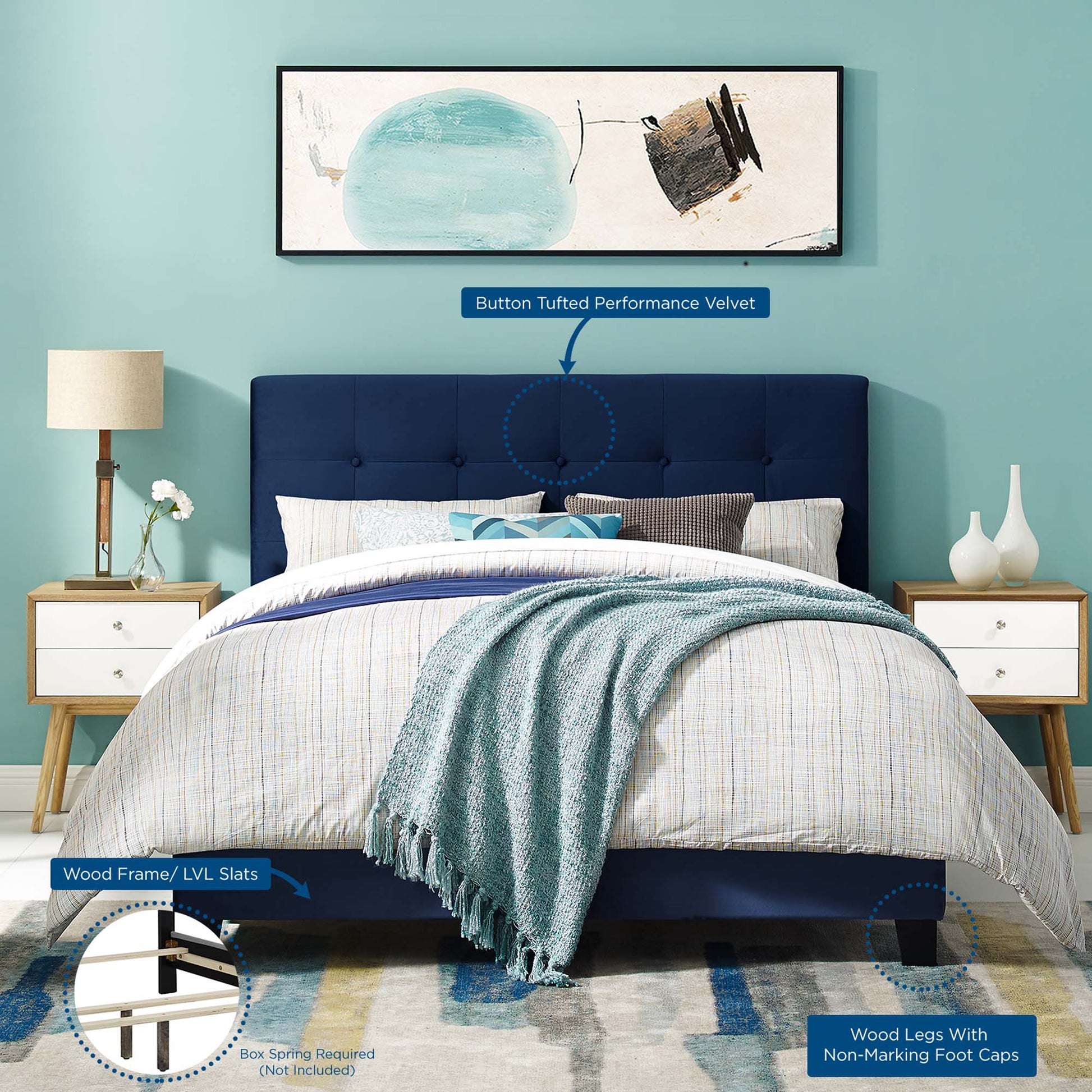 Amira Performance Velvet Full Bed by Modway - Best Buy Furniture