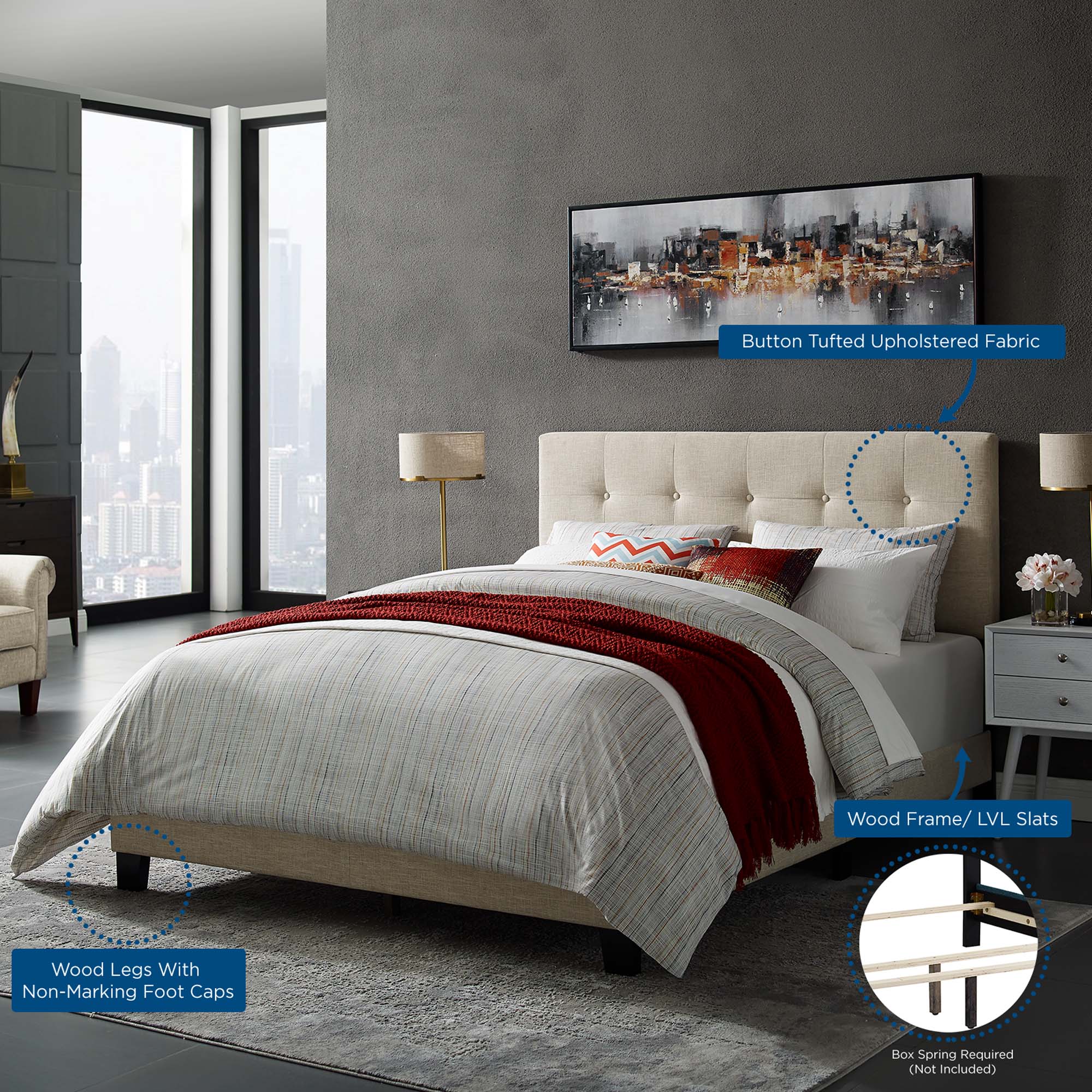 Amira Upholstered Fabric Full Bed by Modway - Best Buy Furniture