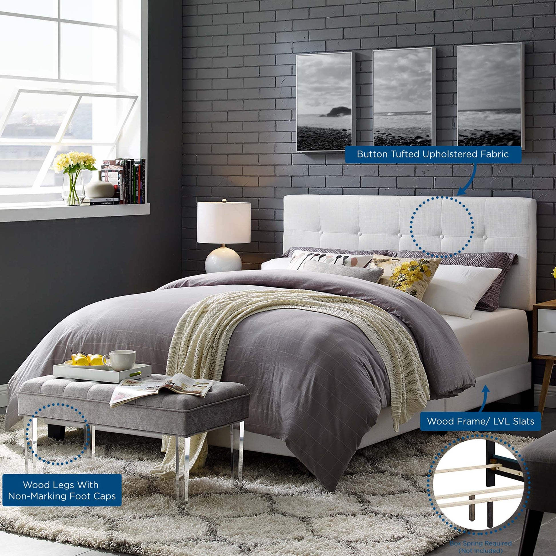 Amira Upholstered Fabric Queen Bed by Modway - Best Buy Furniture