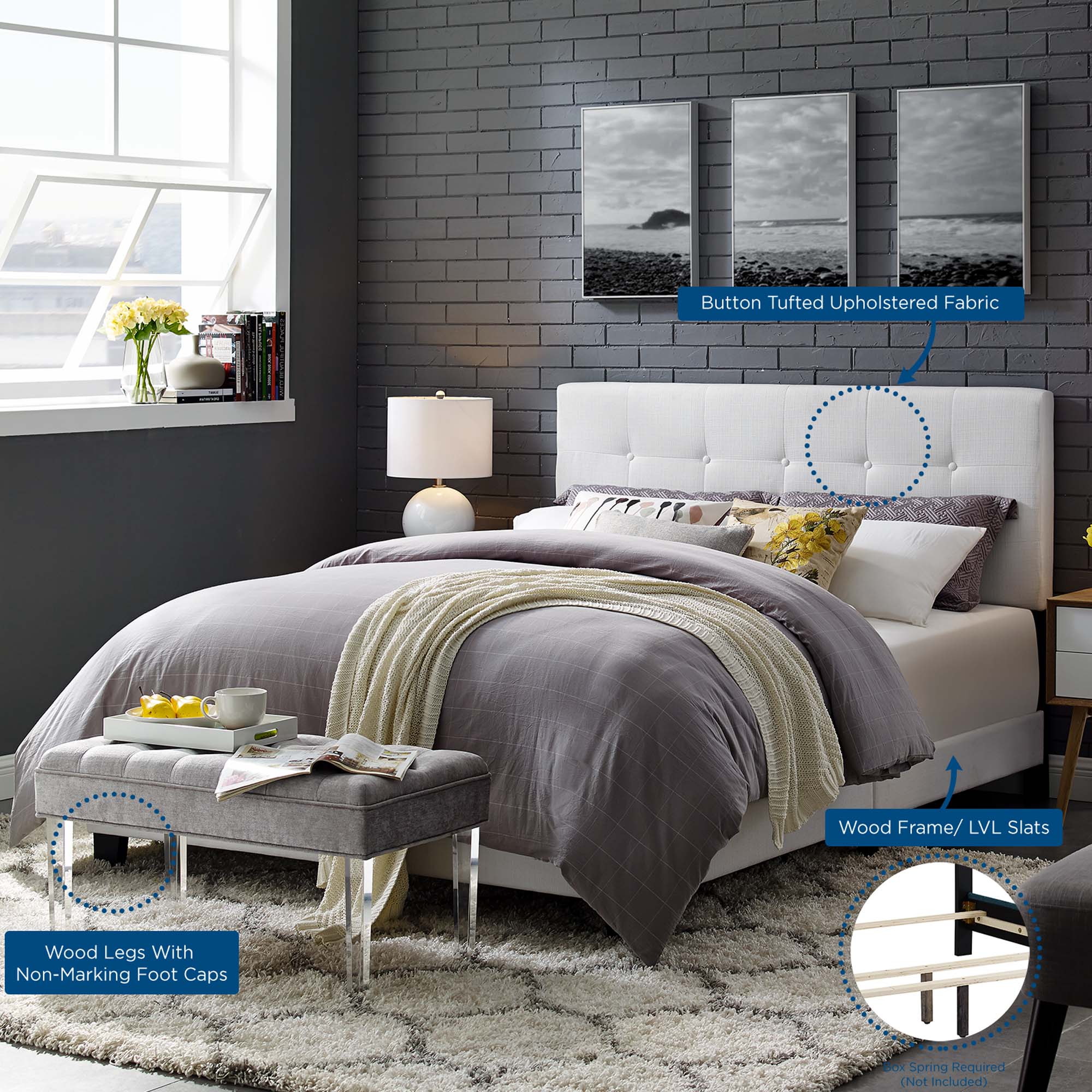 Amira Upholstered Fabric Queen Bed by Modway - Best Buy Furniture