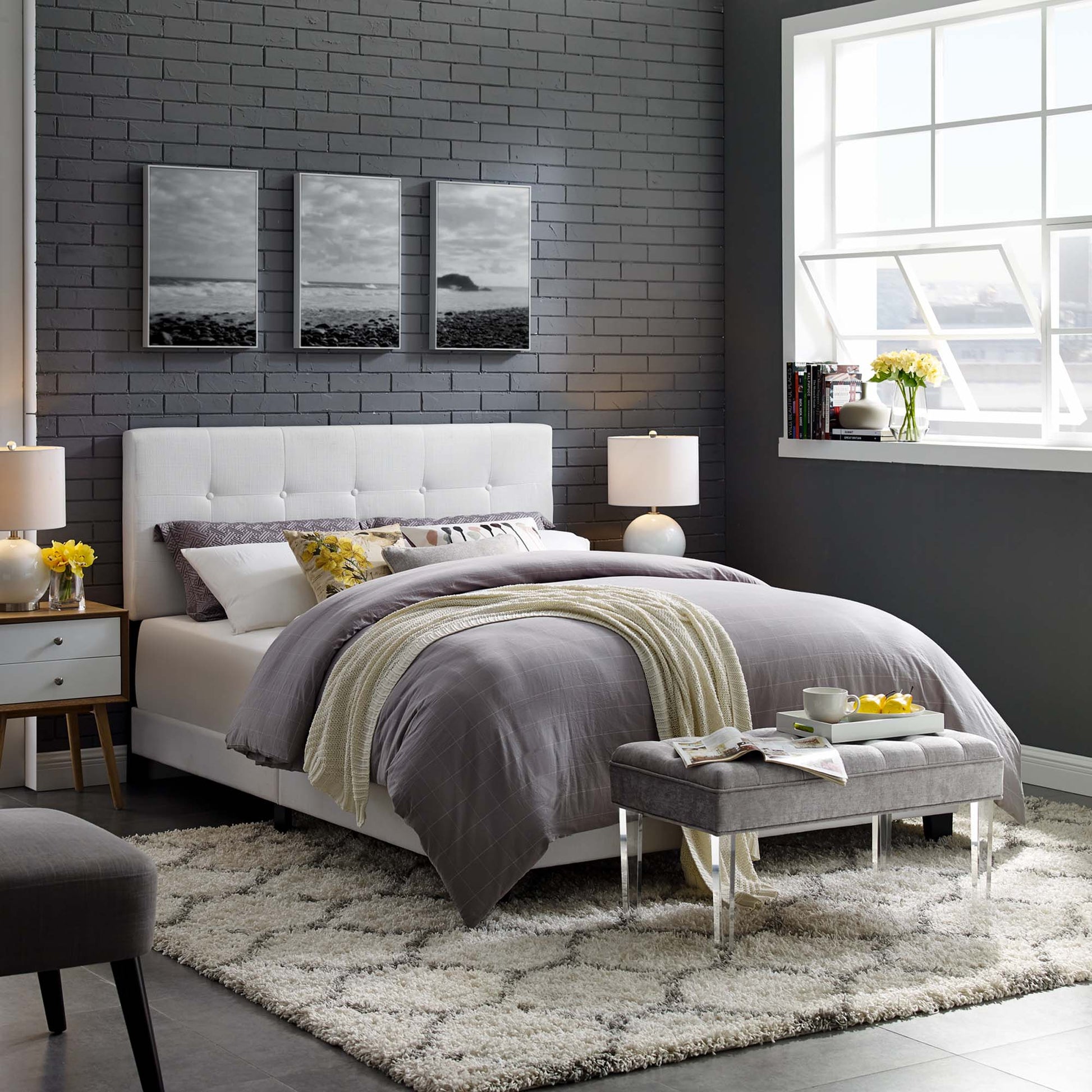 Amira Upholstered Fabric Queen Bed by Modway - Best Buy Furniture