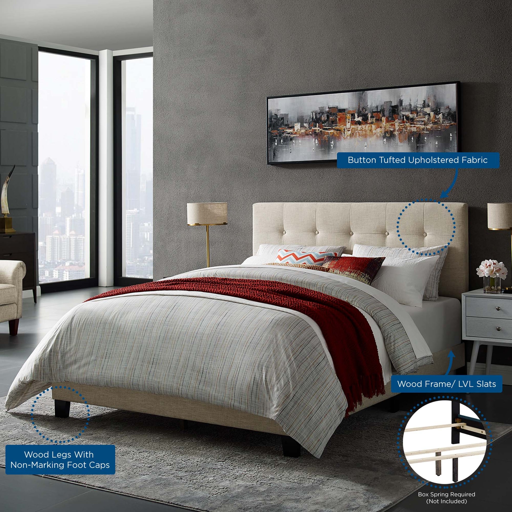 Amira Upholstered Fabric King Bed by Modway - Best Buy Furniture