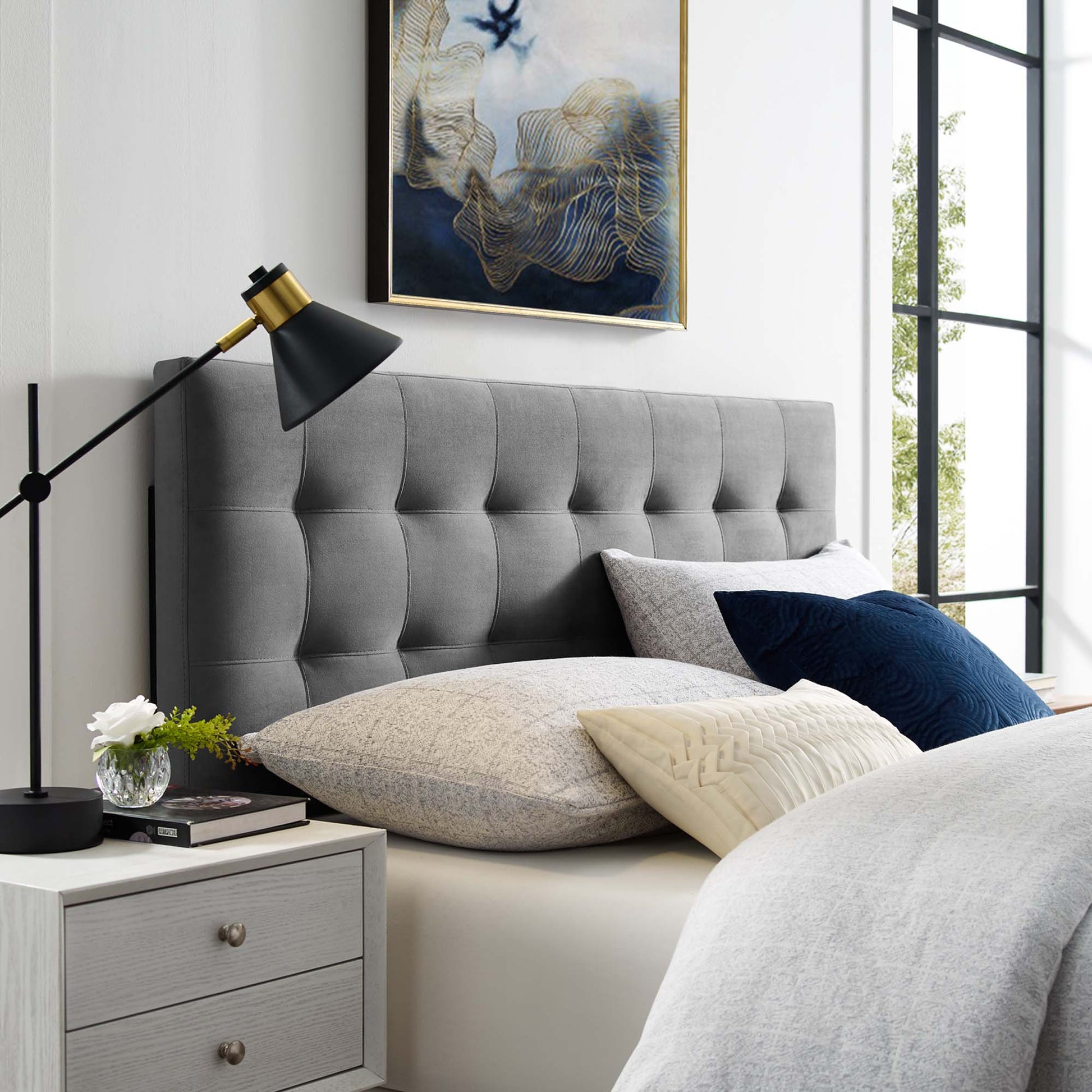 Lily Biscuit Tufted Performance Velvet Full Headboard by Modway - Best Buy Furniture