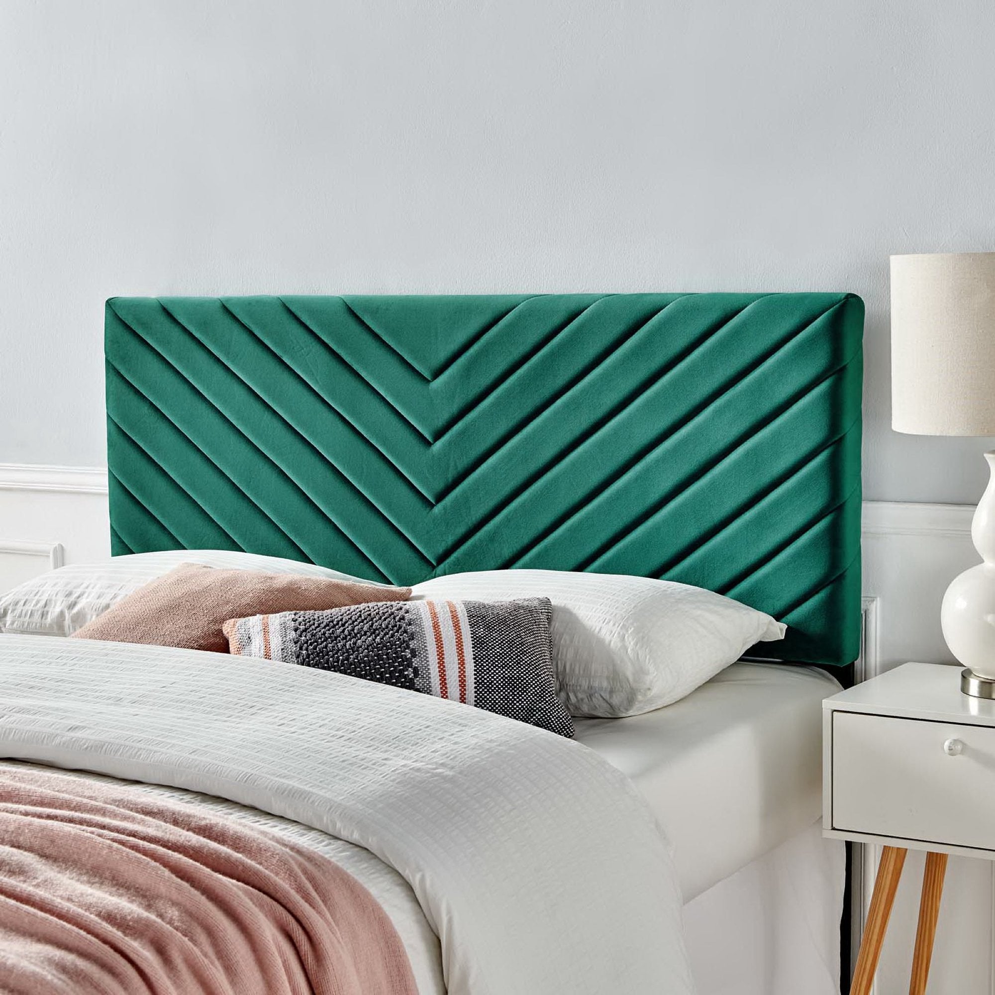 Alyson Angular Channel Tufted Performance Velvet Twin Headboard by Modway - Best Buy Furniture
