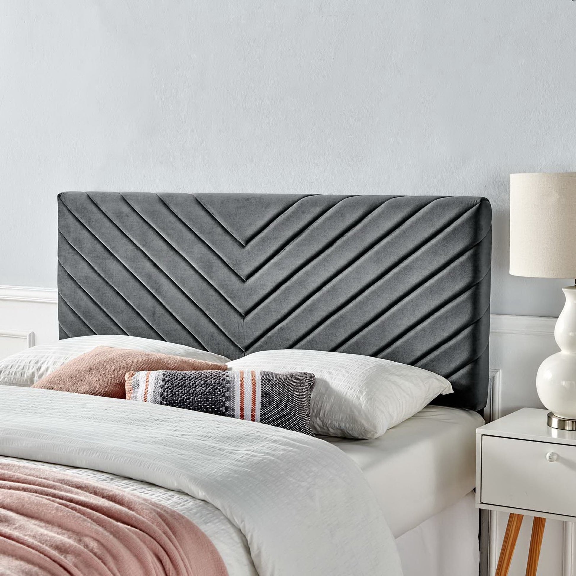 Alyson Angular Channel Tufted Performance Velvet King / California King Headboard by Modway - Best Buy Furniture