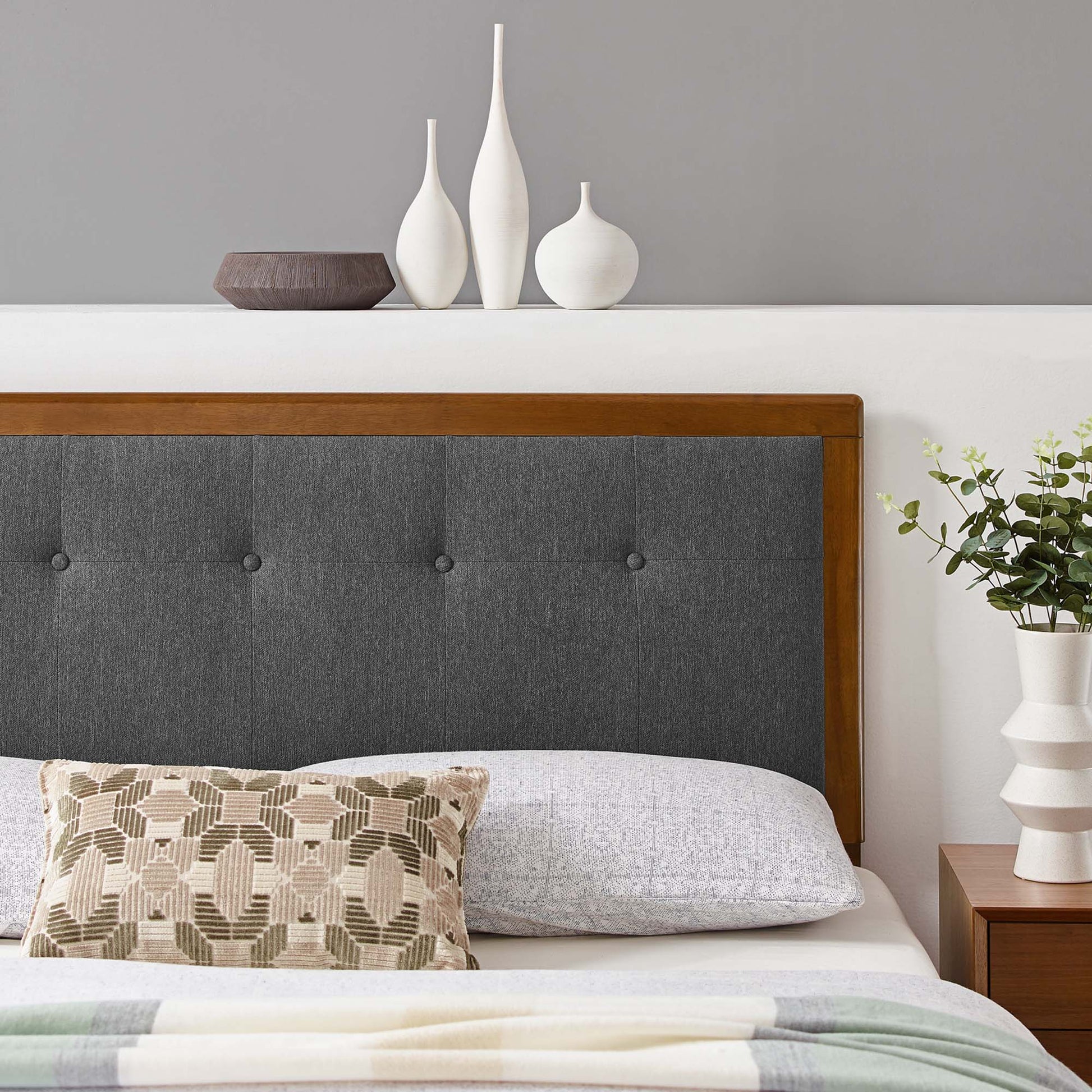 Draper Tufted Fabric and Wood King Headboard by Modway - Best Buy Furniture