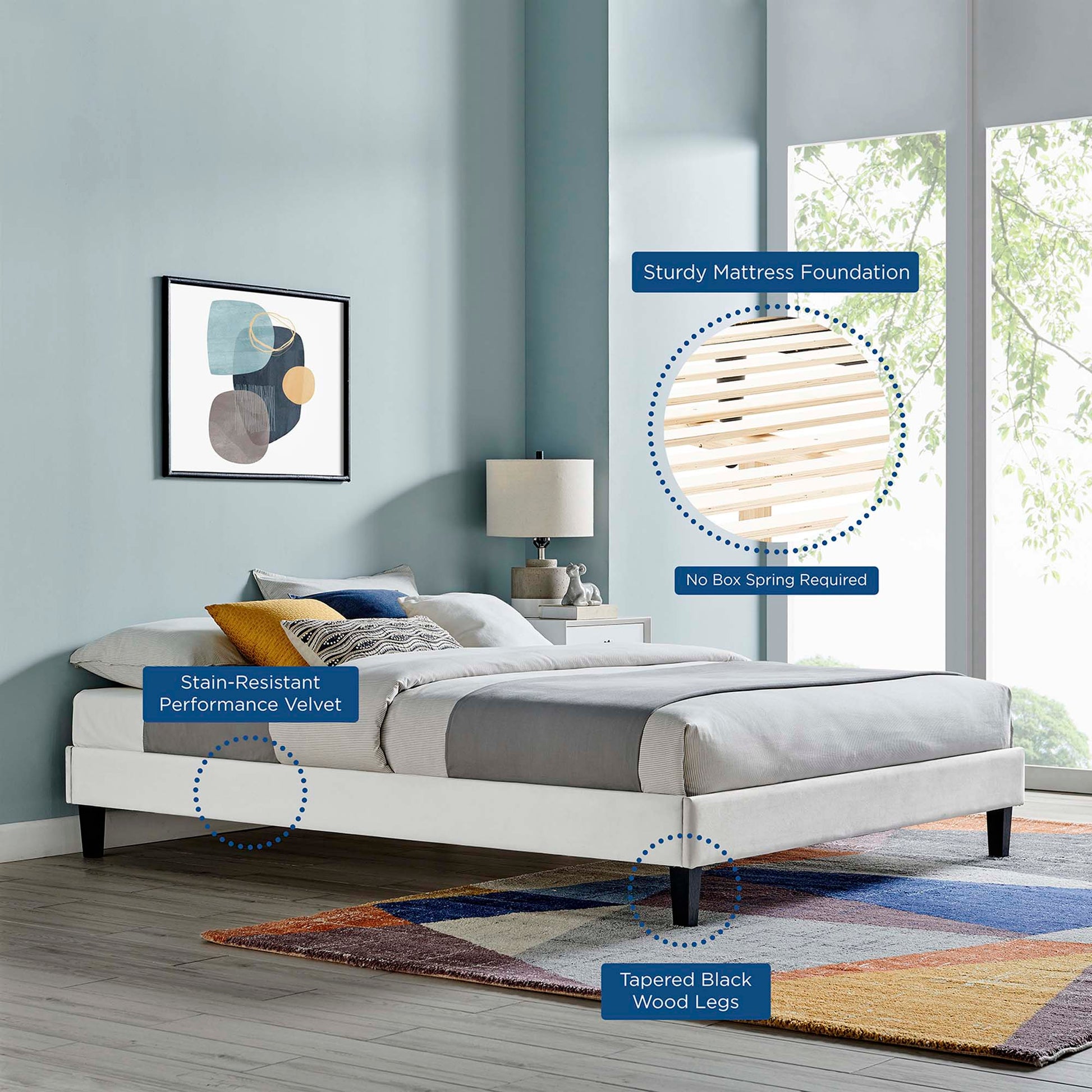 Reign Performance Velvet Twin Platform Bed Frame by Modway - Best Buy Furniture