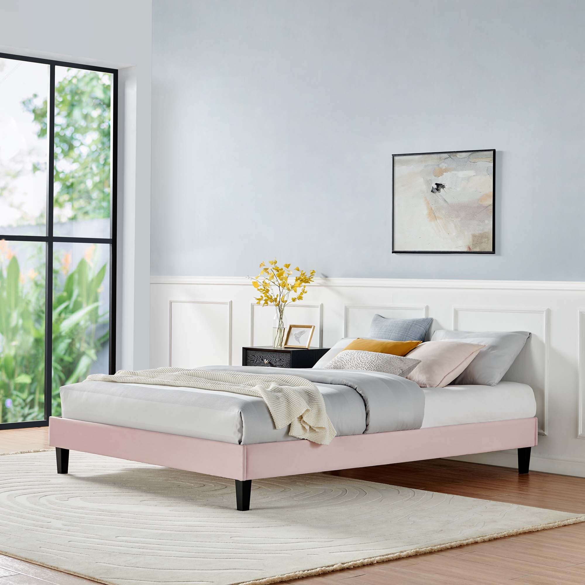 Reign Performance Velvet Twin Platform Bed Frame by Modway - Best Buy Furniture