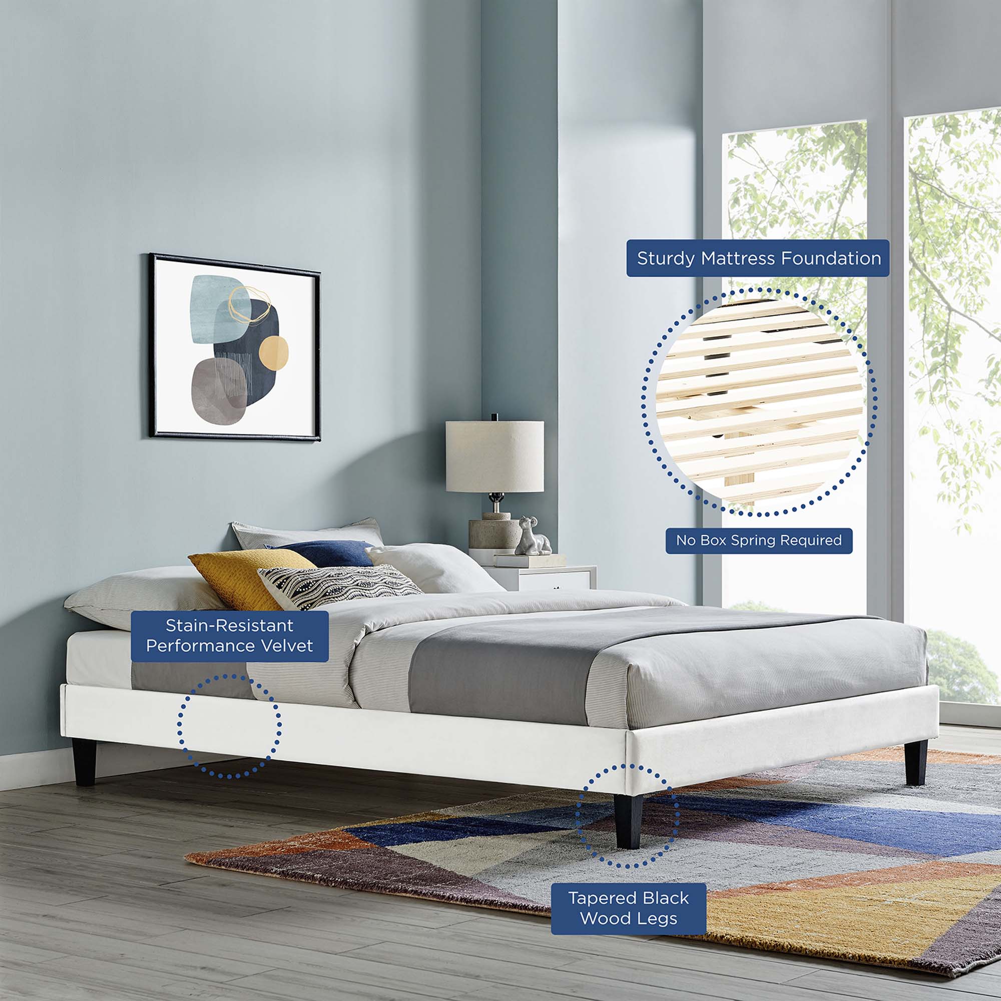 Reign Performance Velvet Twin Platform Bed Frame by Modway - Best Buy Furniture