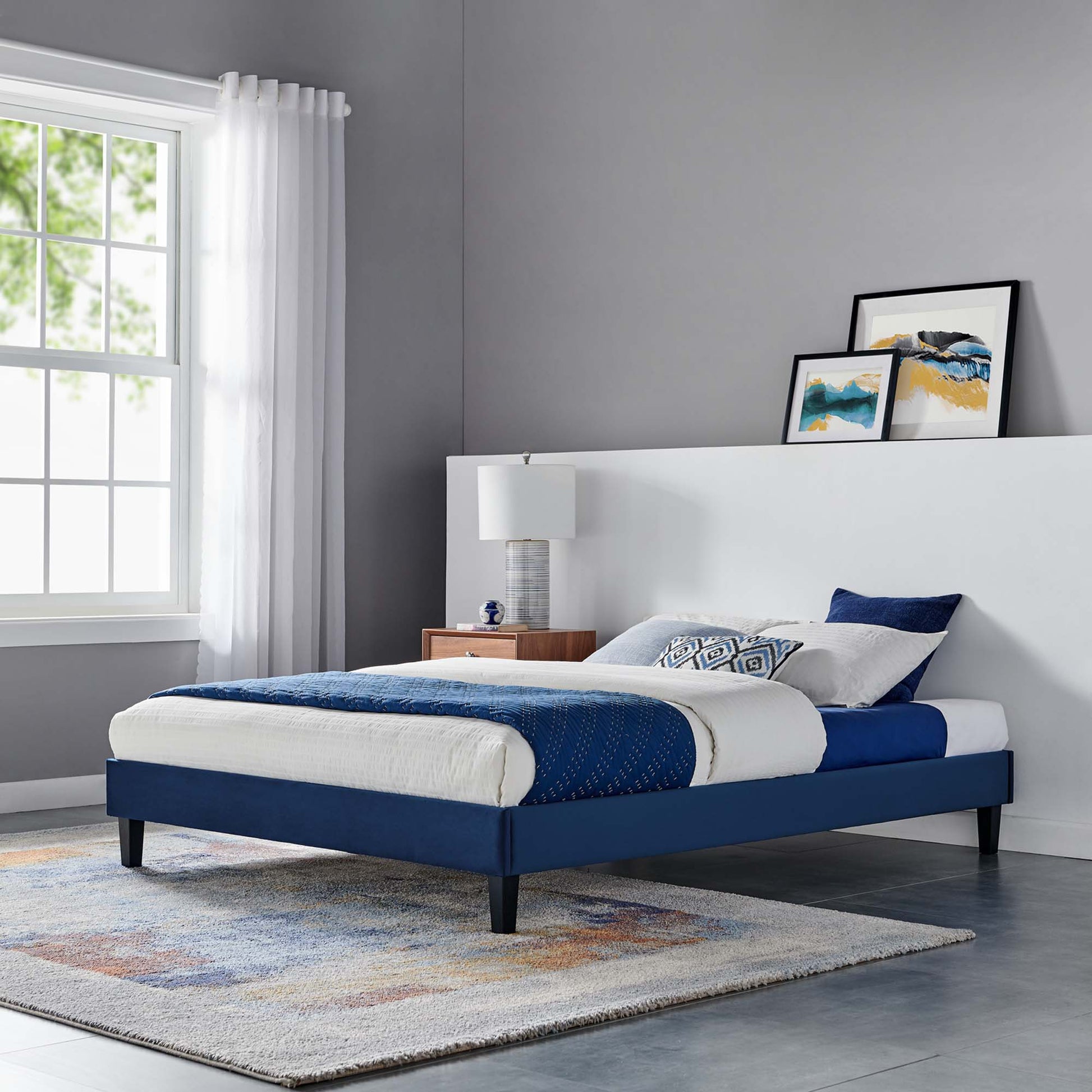 Reign Performance Velvet Full Platform Bed Frame by Modway - Best Buy Furniture