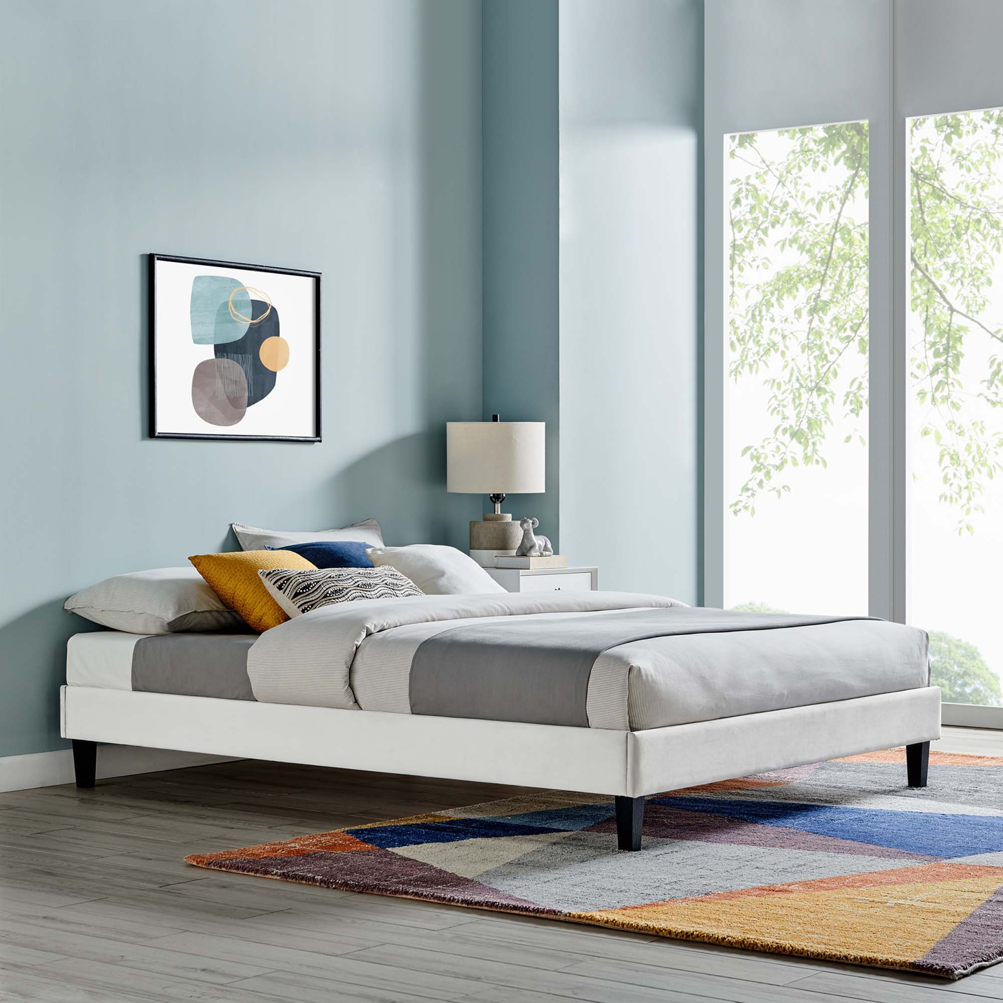 Reign Performance Velvet Queen Platform Bed Frame by Modway - Best Buy Furniture