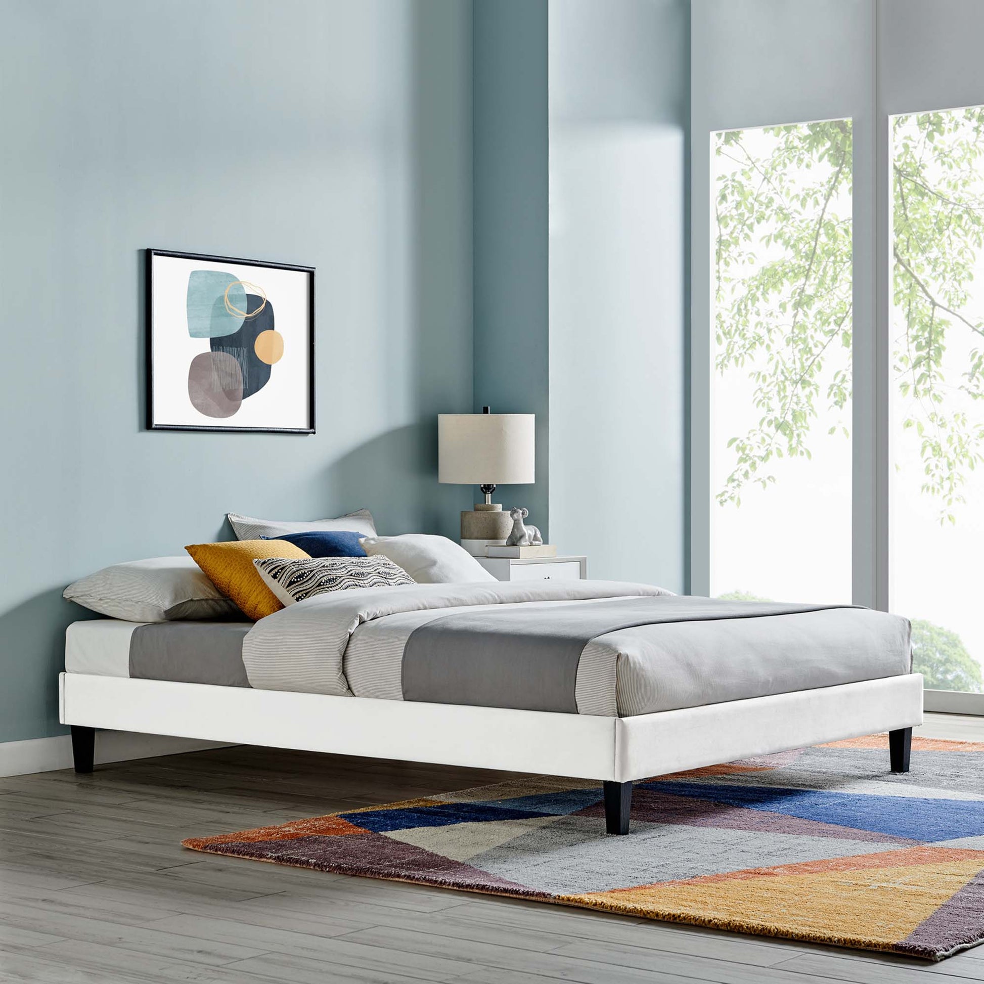 Reign Performance Velvet Queen Platform Bed Frame by Modway - Best Buy Furniture