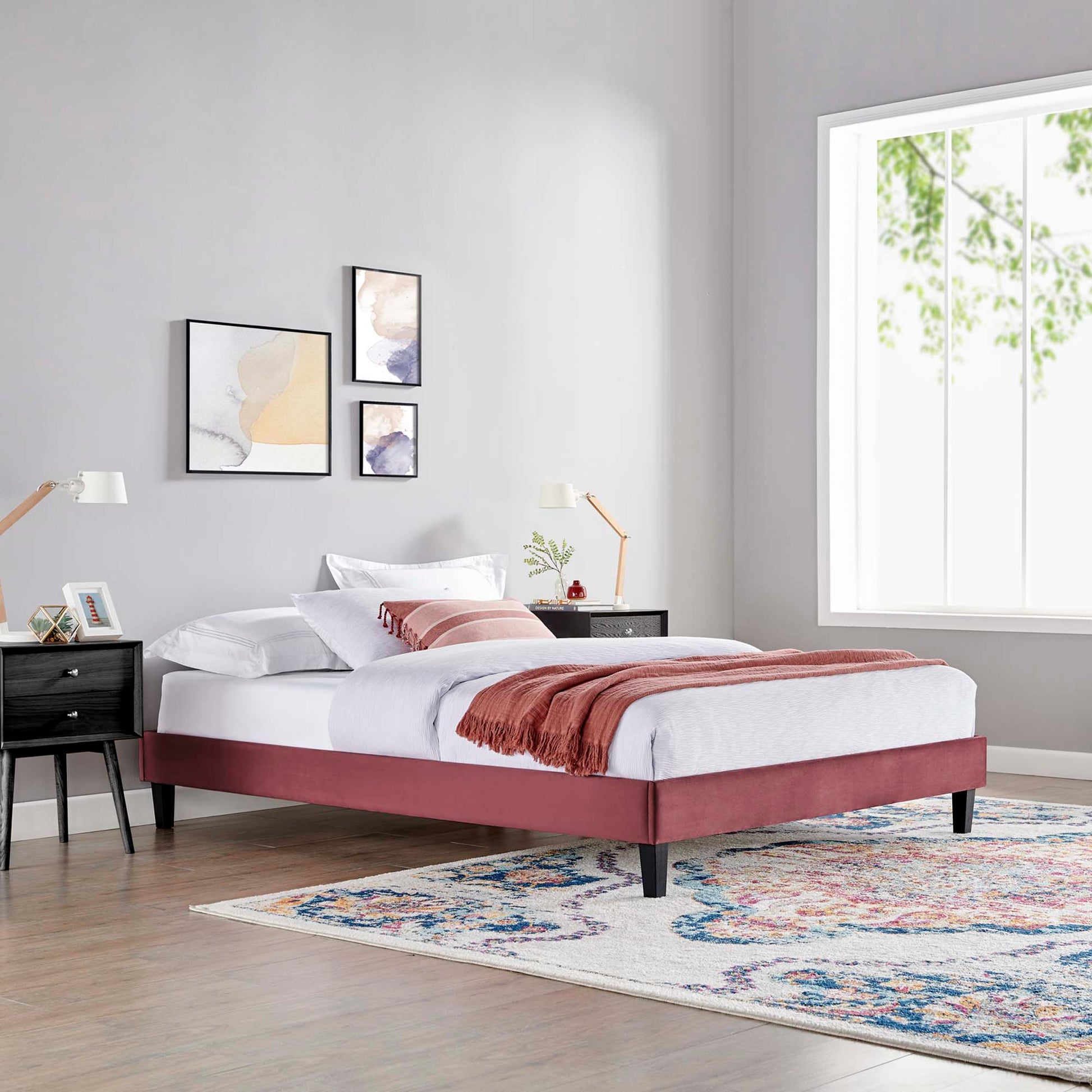 Reign Performance Velvet King Platform Bed Frame by Modway - Best Buy Furniture