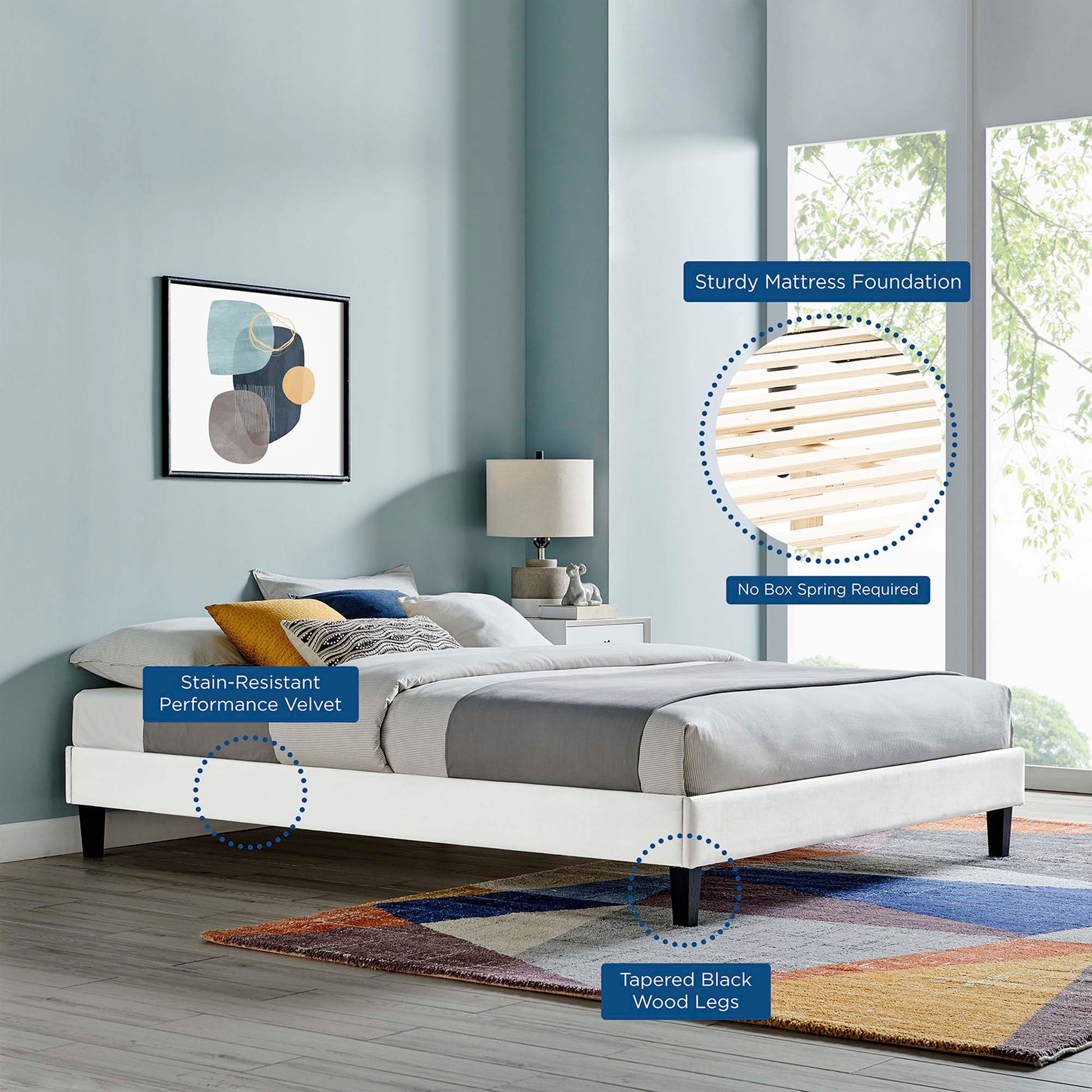 Reign Performance Velvet King Platform Bed Frame by Modway - Best Buy Furniture