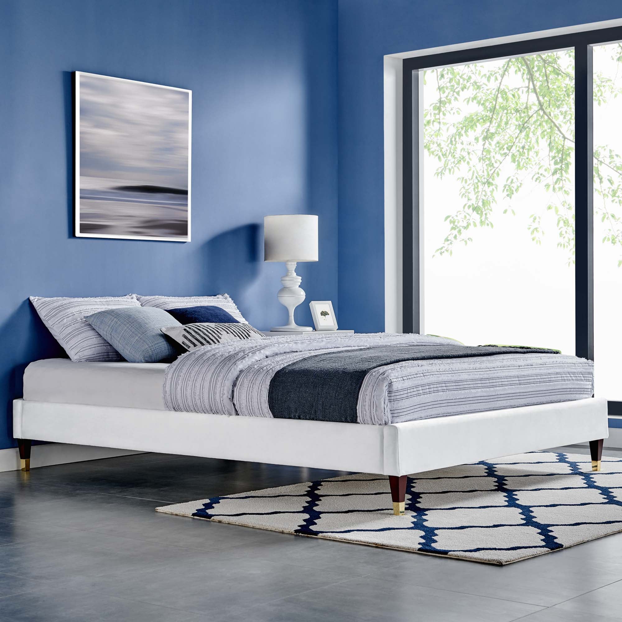 Harlow Performance Velvet Queen Platform Bed Frame by Modway - Best Buy Furniture