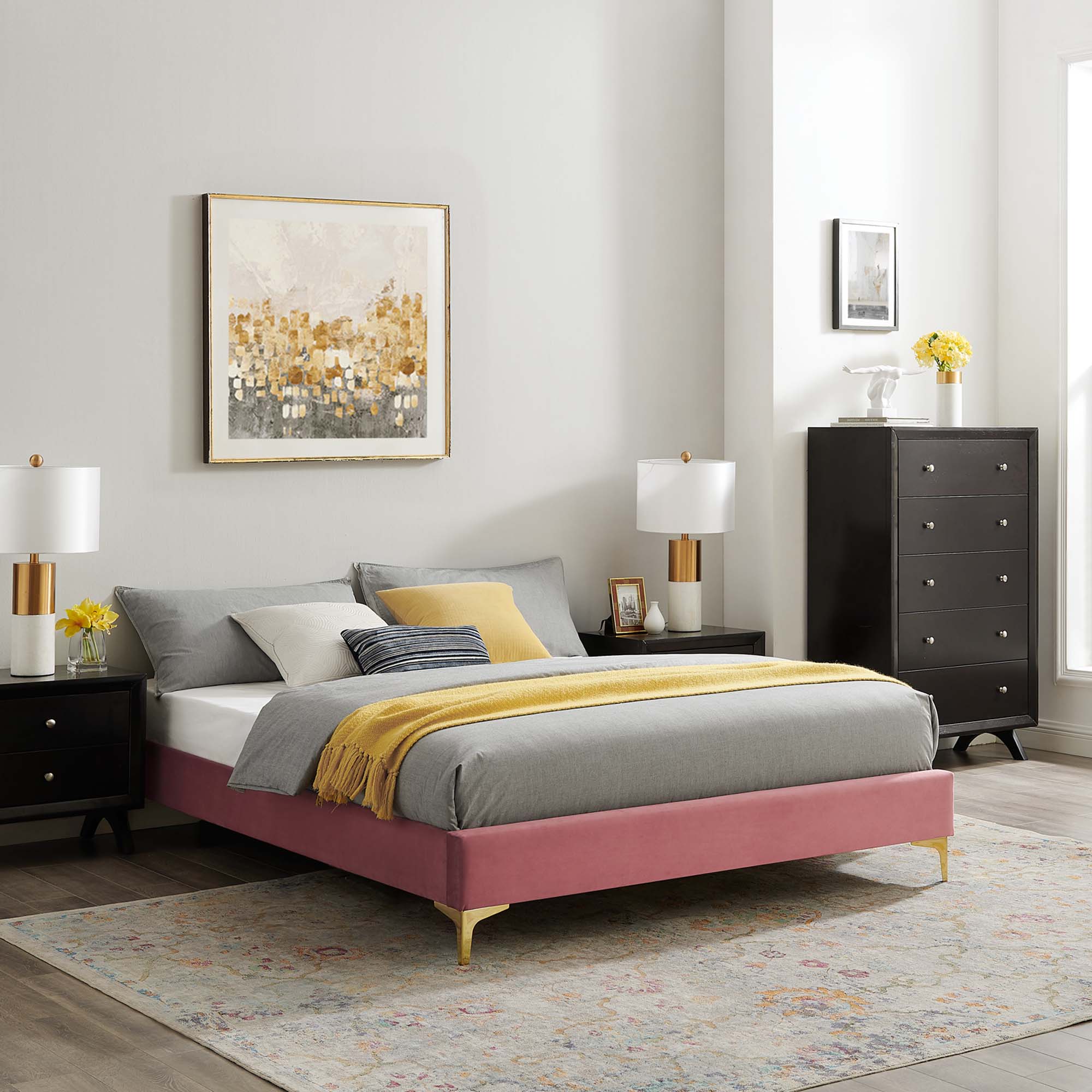 Sutton Performance Velvet Queen Bed Frame by Modway - Best Buy Furniture