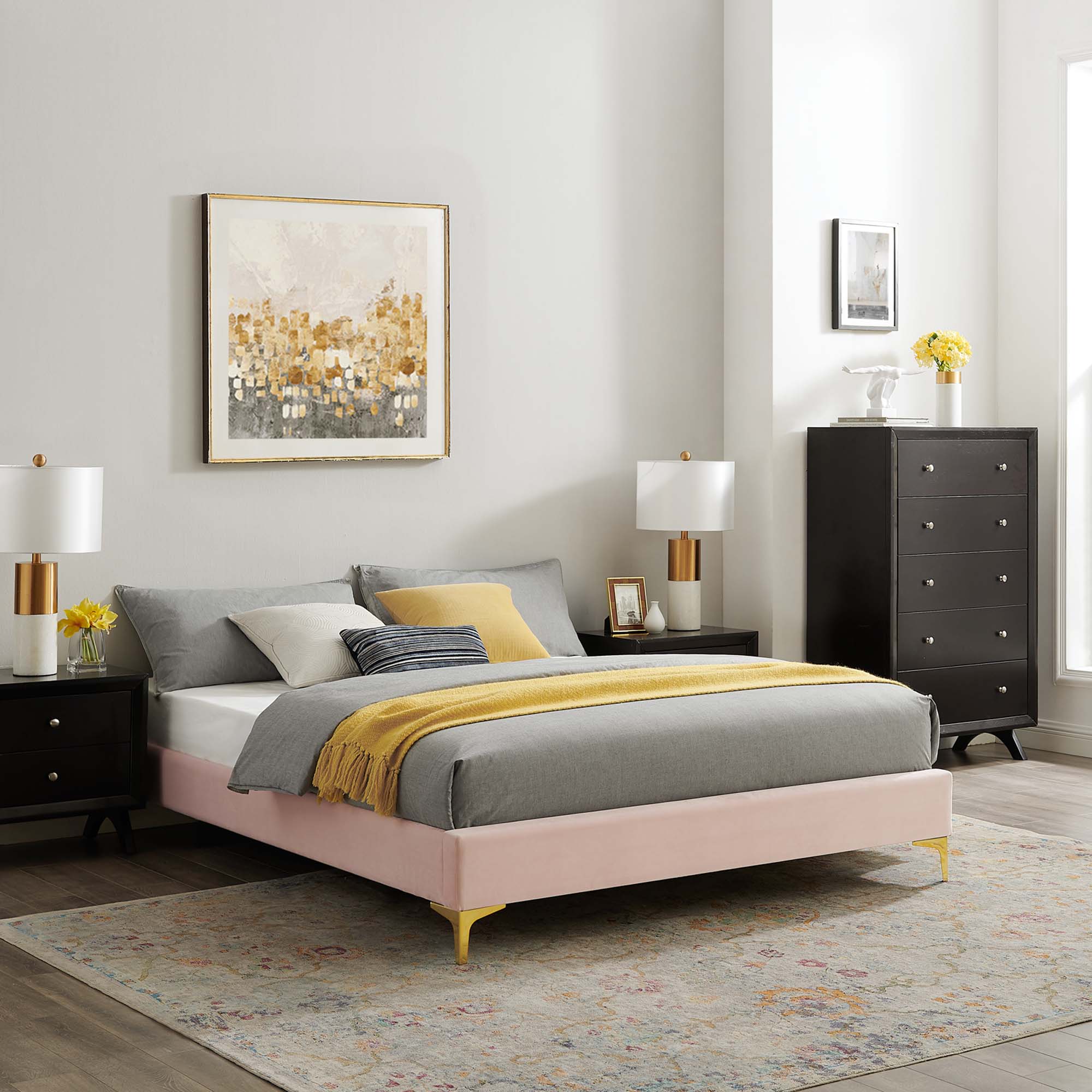 Sutton Performance Velvet Queen Bed Frame by Modway - Best Buy Furniture
