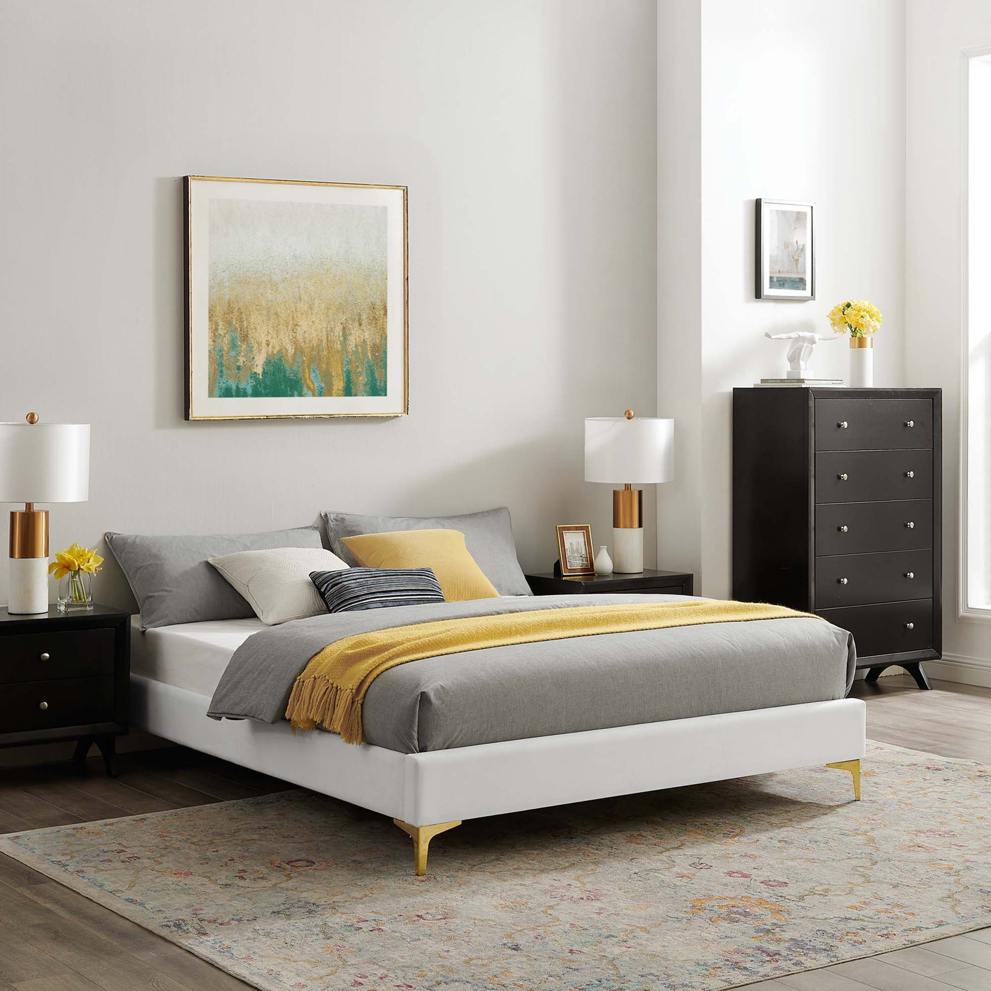 Sutton Performance Velvet Queen Bed Frame by Modway - Best Buy Furniture