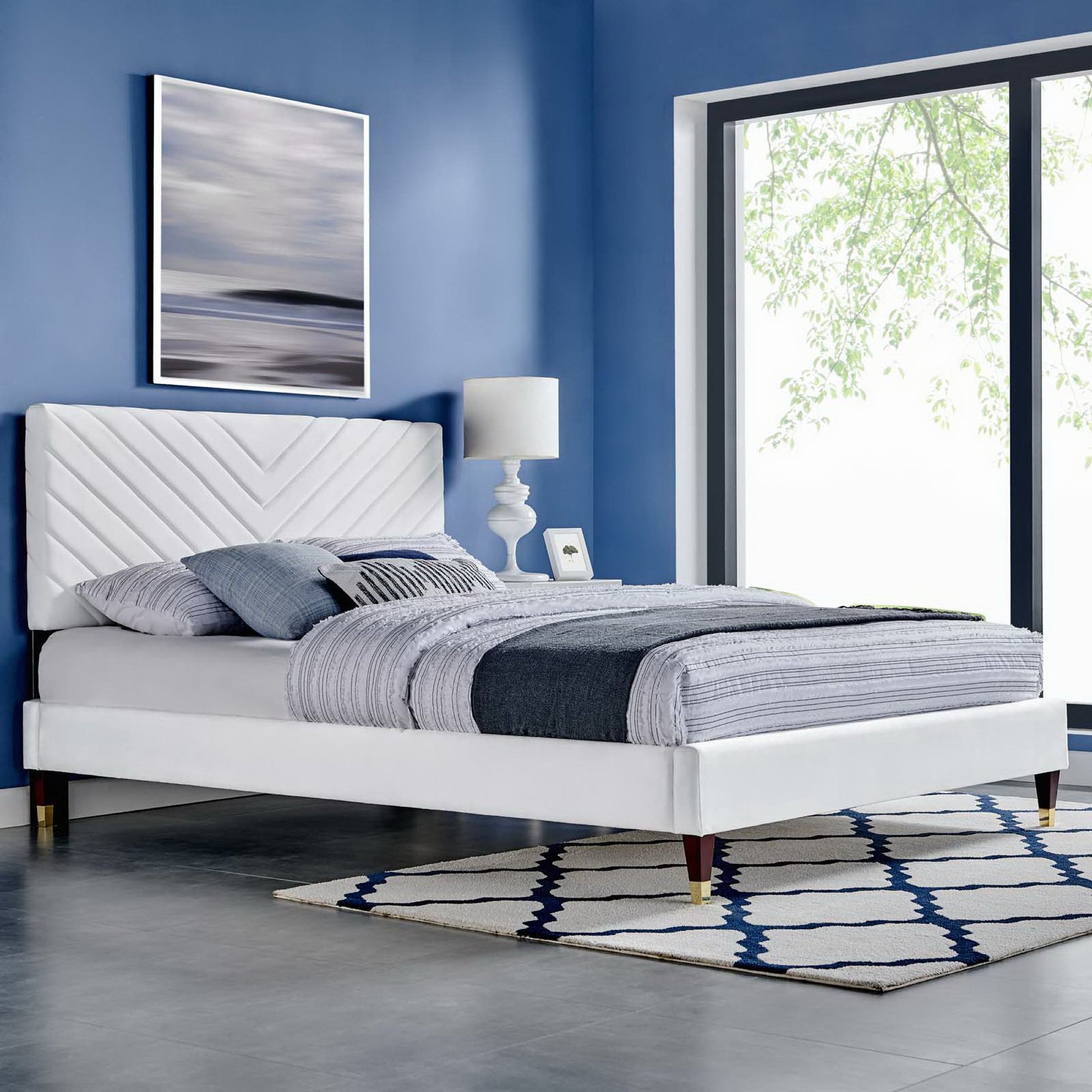 Roxanne Performance Velvet Queen Platform Bed by Modway - Best Buy Furniture
