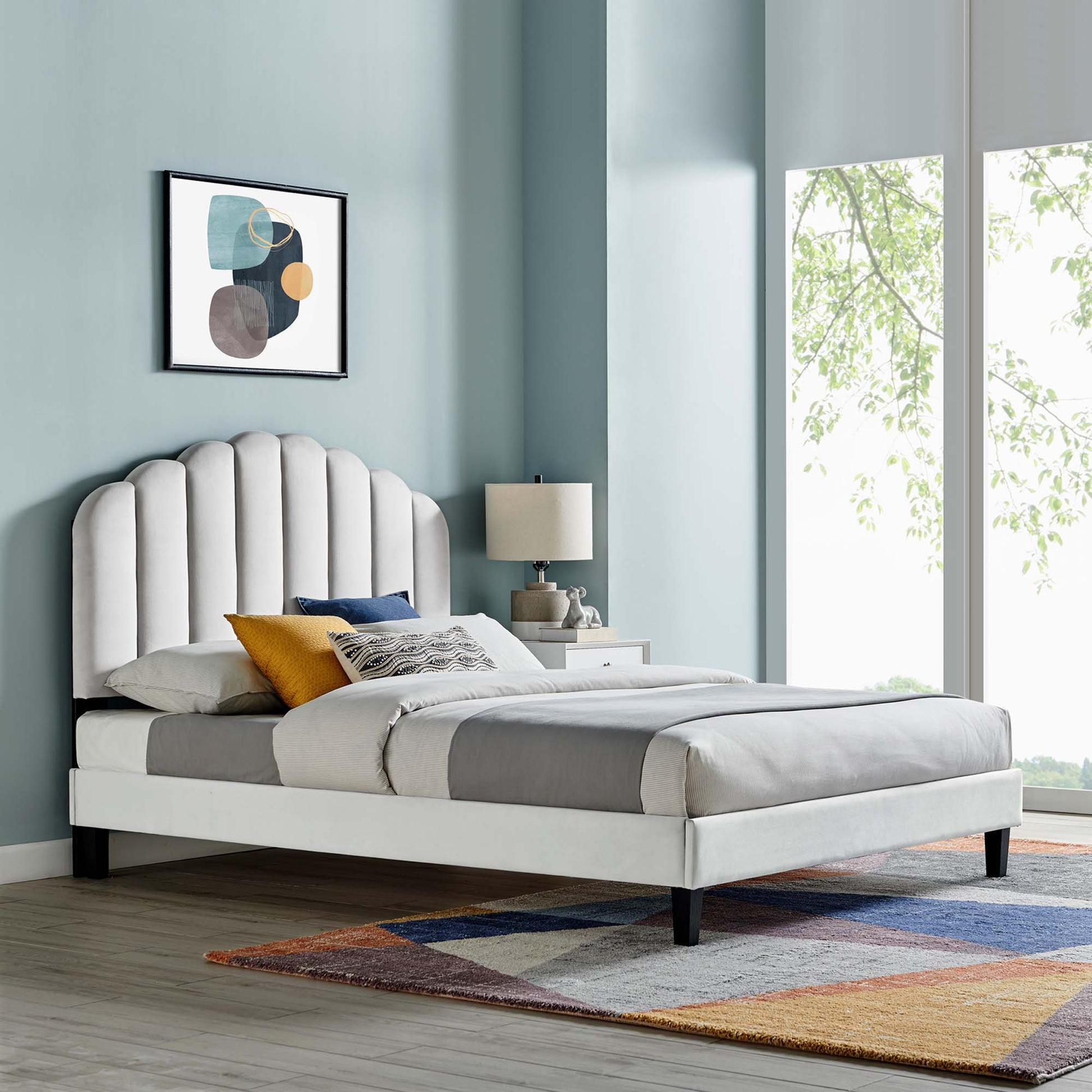 Daisy Performance Velvet Queen Platform Bed by Modway - Best Buy Furniture