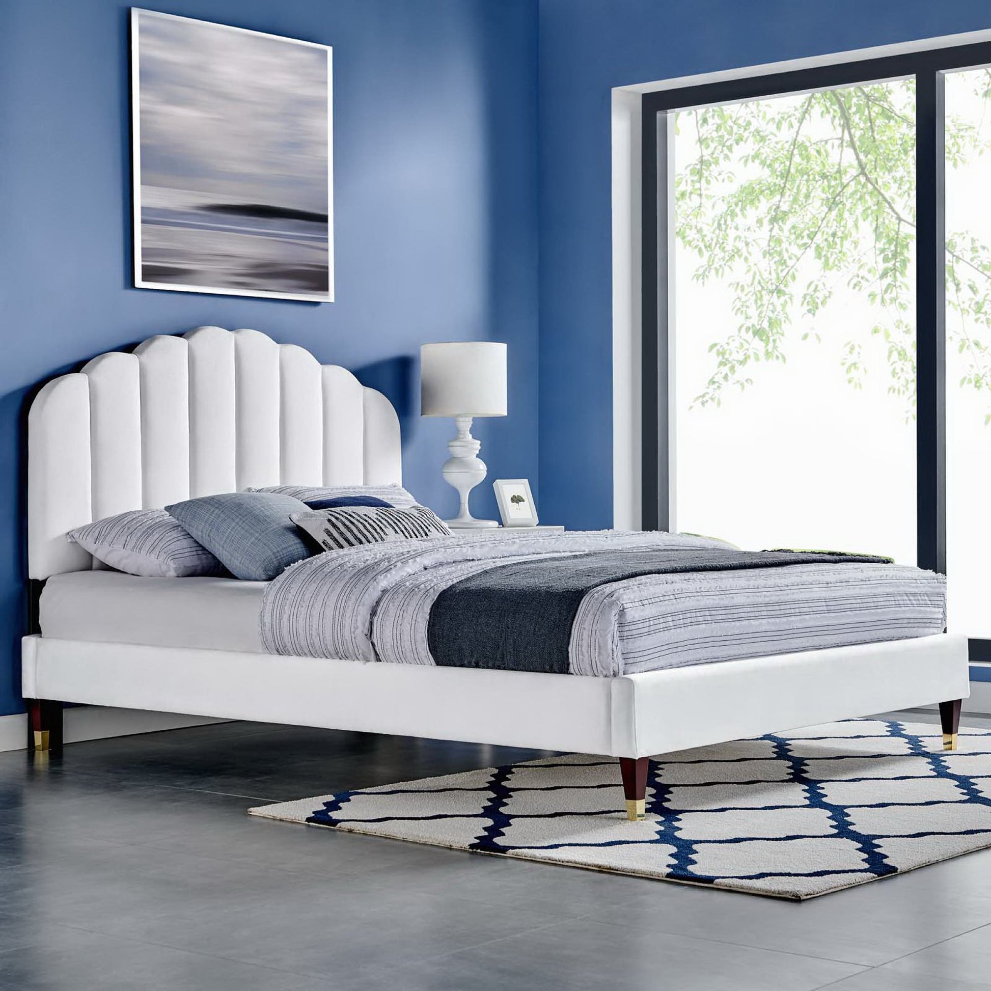 Daisy Performance Velvet Queen Platform Bed by Modway - Best Buy Furniture
