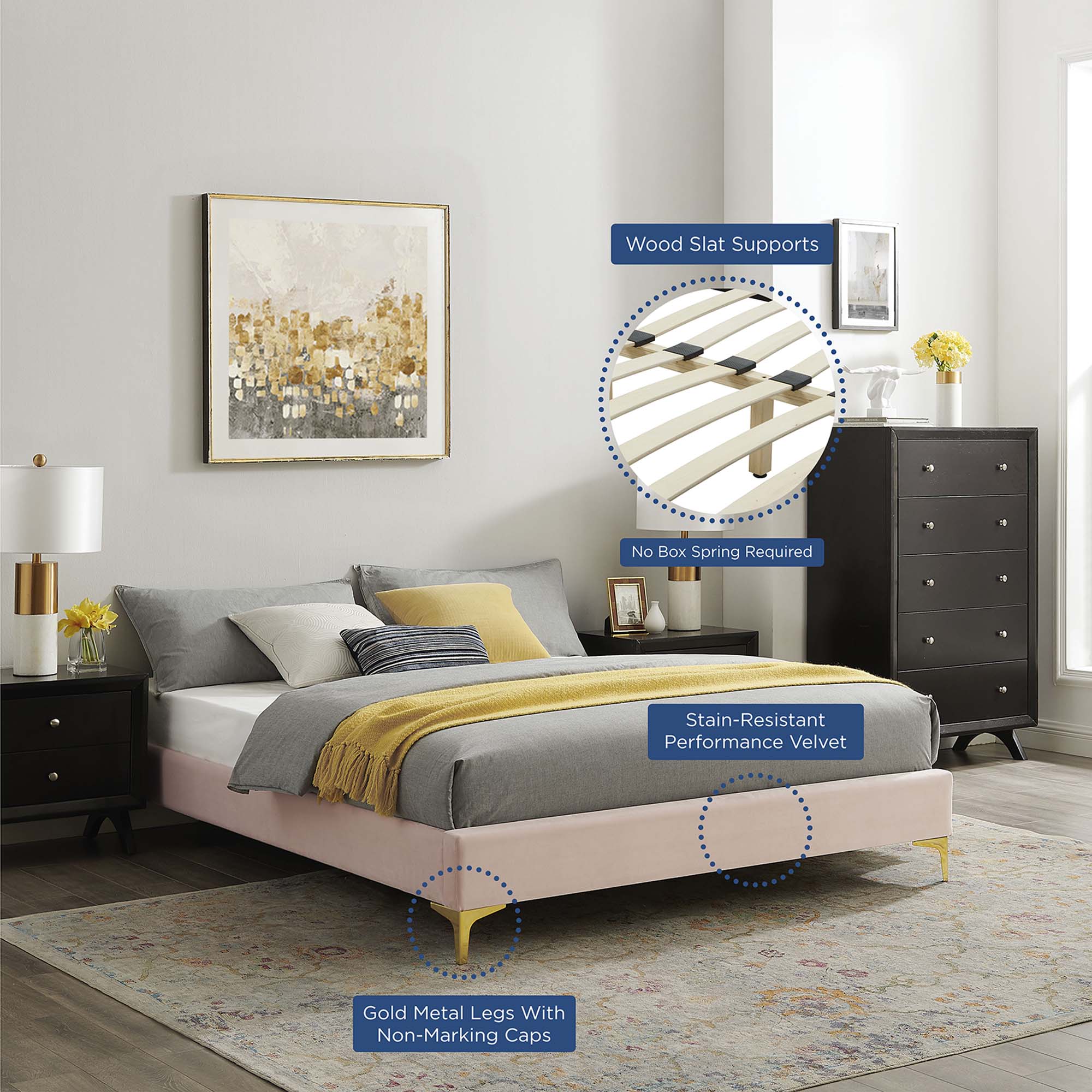 Sutton Performance Velvet Twin Bed Frame by Modway - Best Buy Furniture