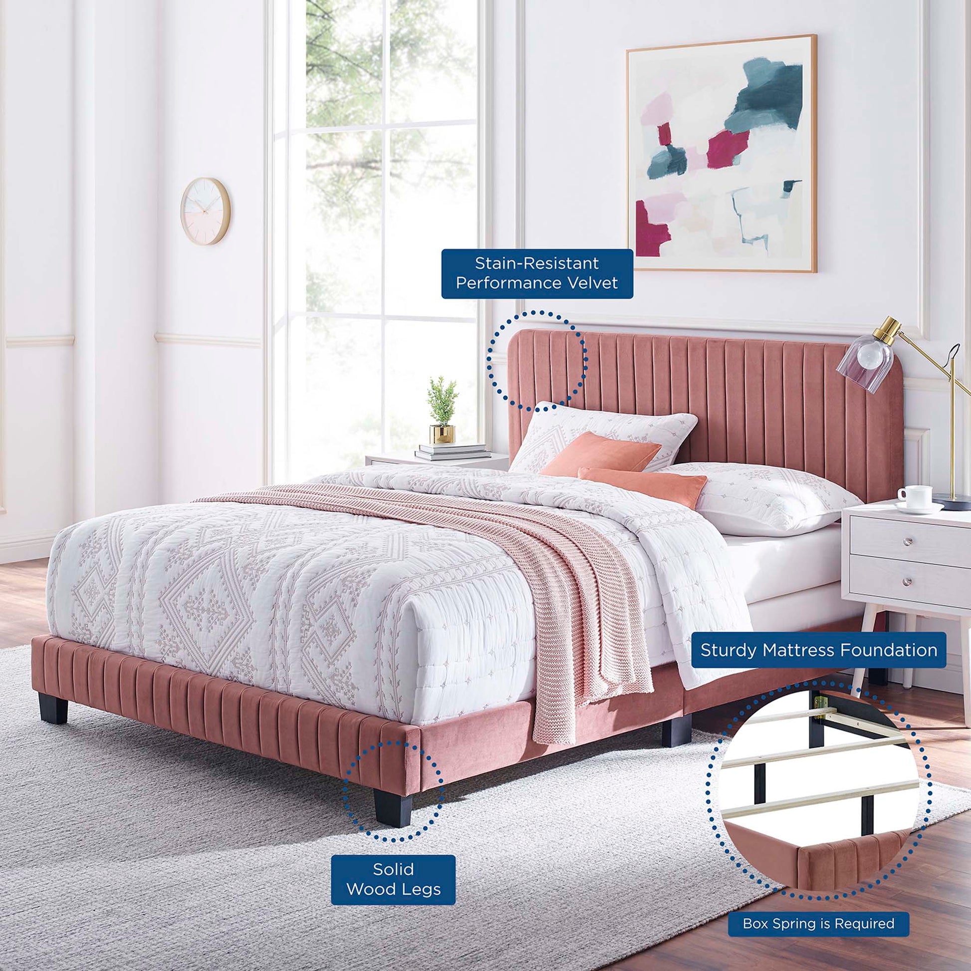 Celine Channel Tufted Performance Velvet Queen Bed by Modway - Best Buy Furniture