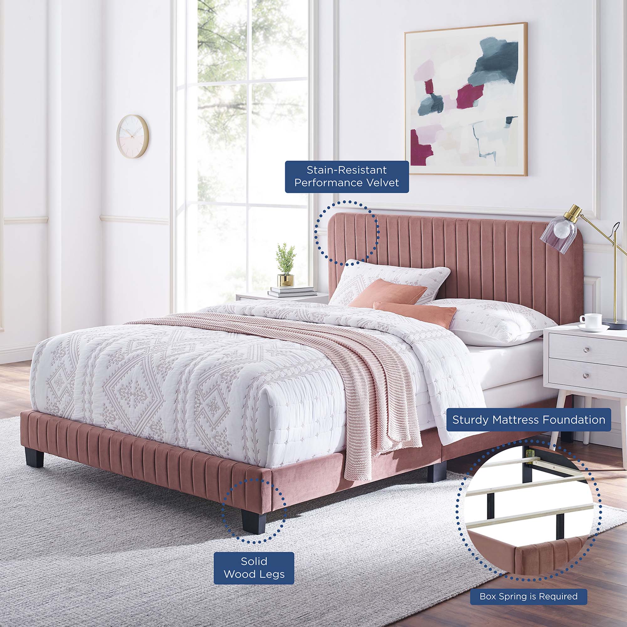 Celine Channel Tufted Performance Velvet Queen Bed by Modway - Best Buy Furniture