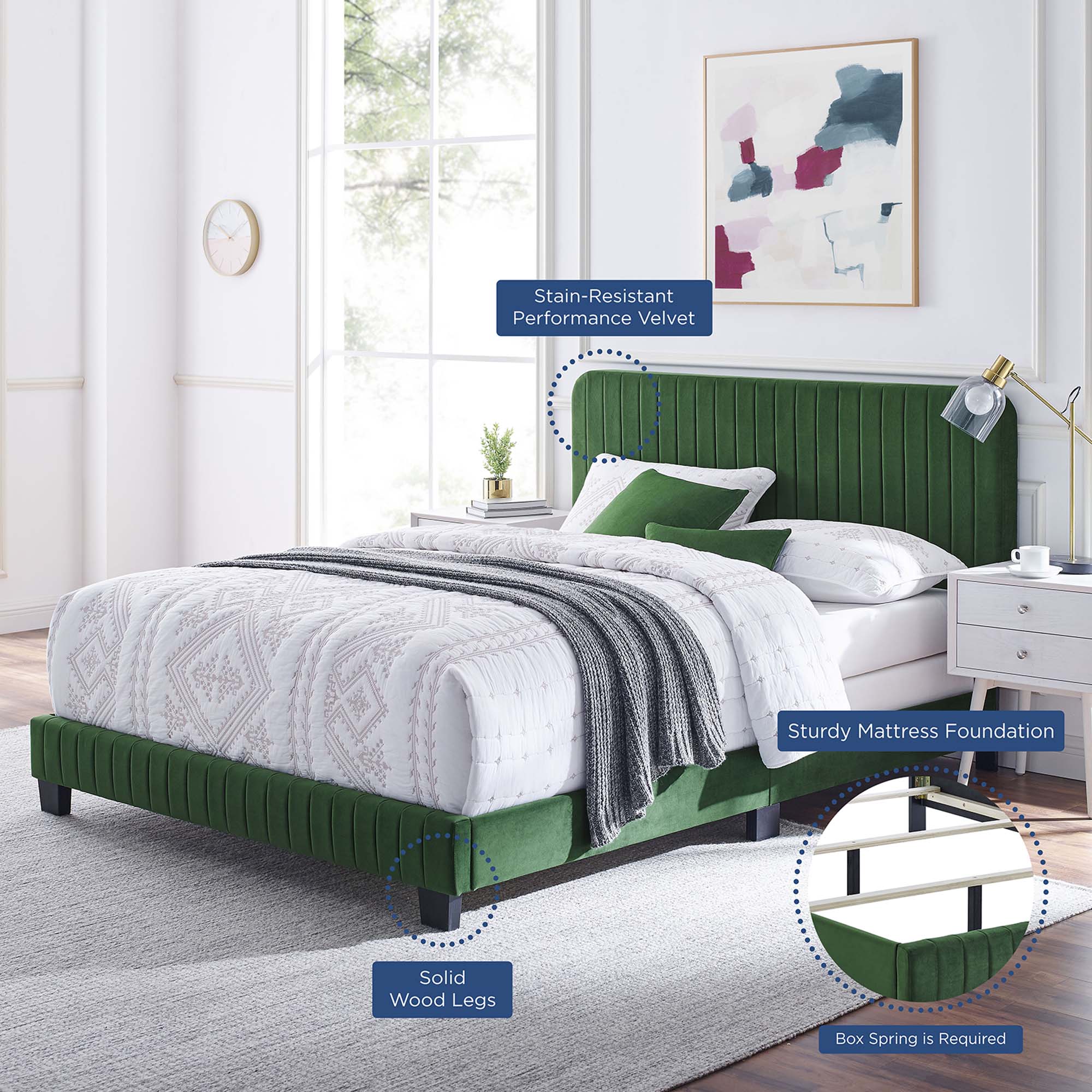 Celine Channel Tufted Performance Velvet Queen Bed by Modway - Best Buy Furniture