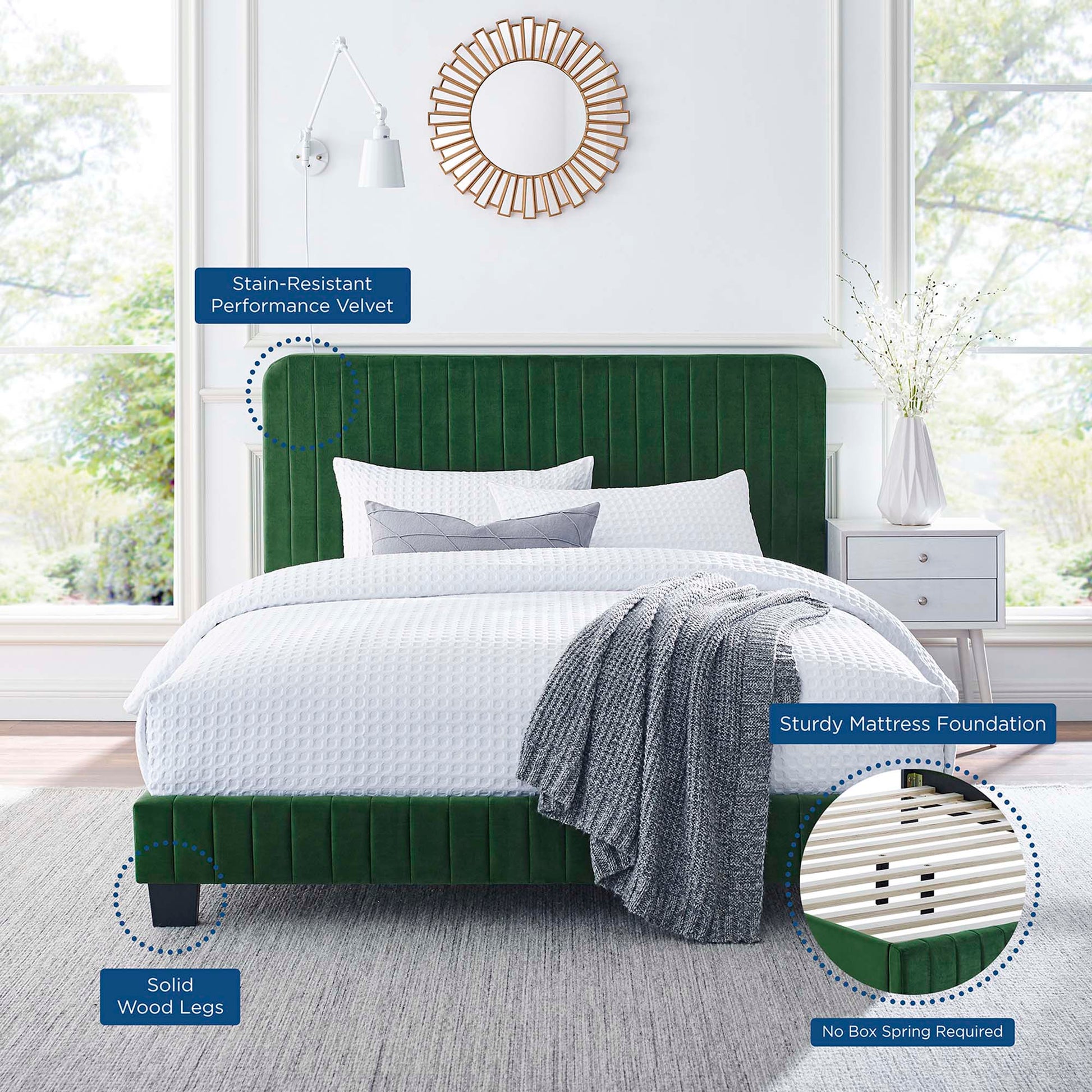 Celine Channel Tufted Performance Velvet King Platform Bed by Modway - Best Buy Furniture