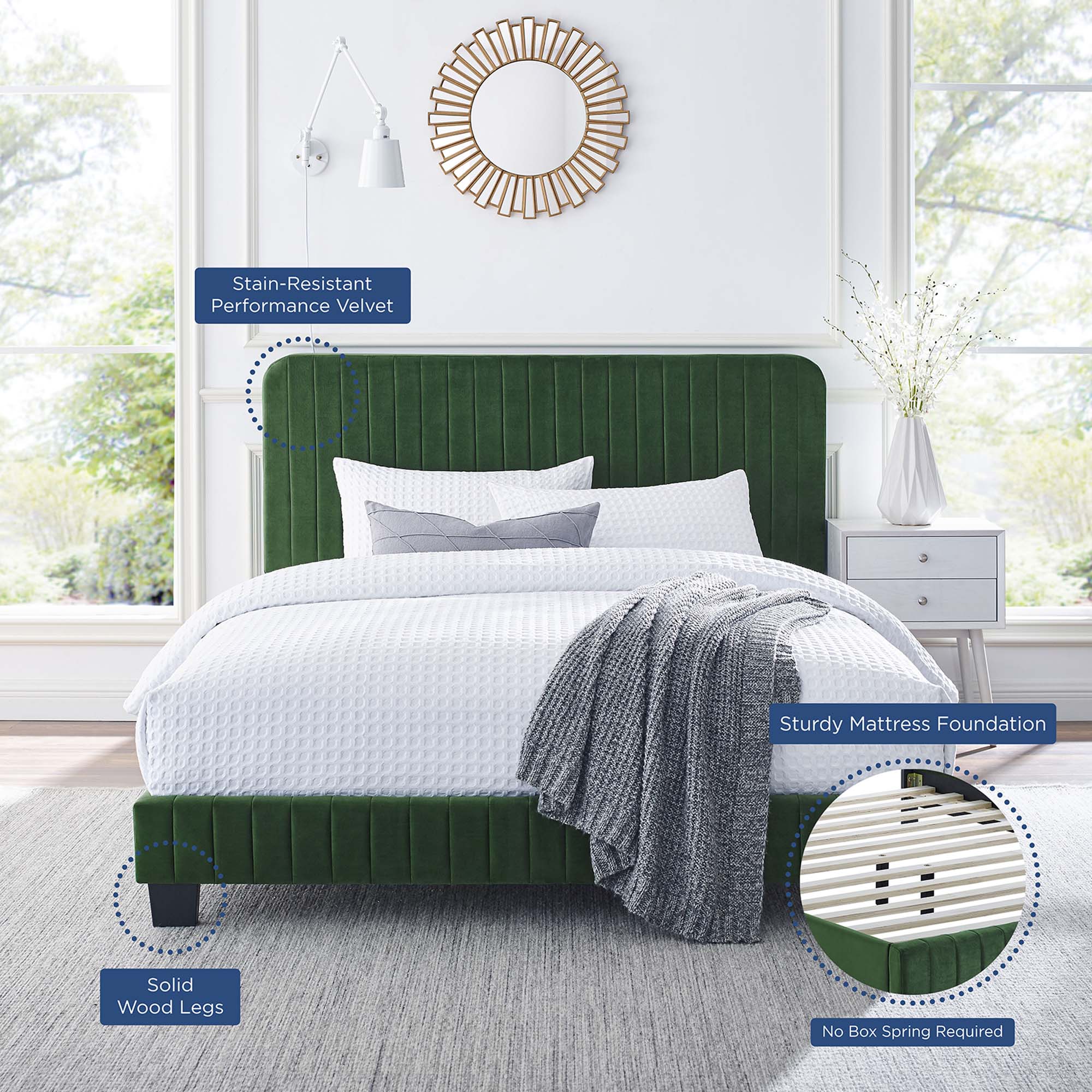 Celine Channel Tufted Performance Velvet King Platform Bed by Modway - Best Buy Furniture