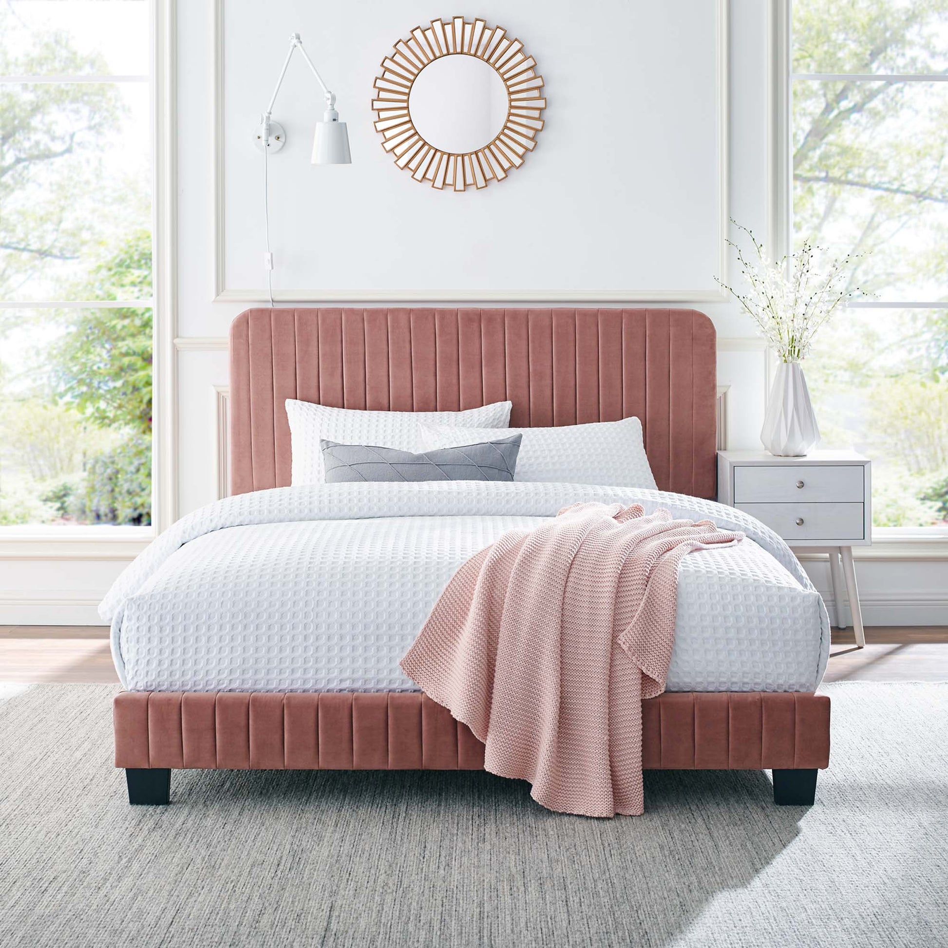 Celine Channel Tufted Performance Velvet Queen Platform Bed by Modway - Best Buy Furniture