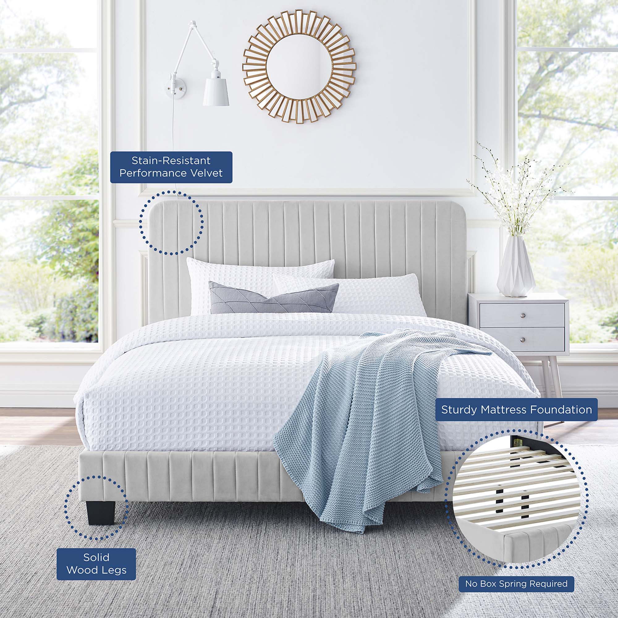 Celine Channel Tufted Performance Velvet Queen Platform Bed by Modway - Best Buy Furniture