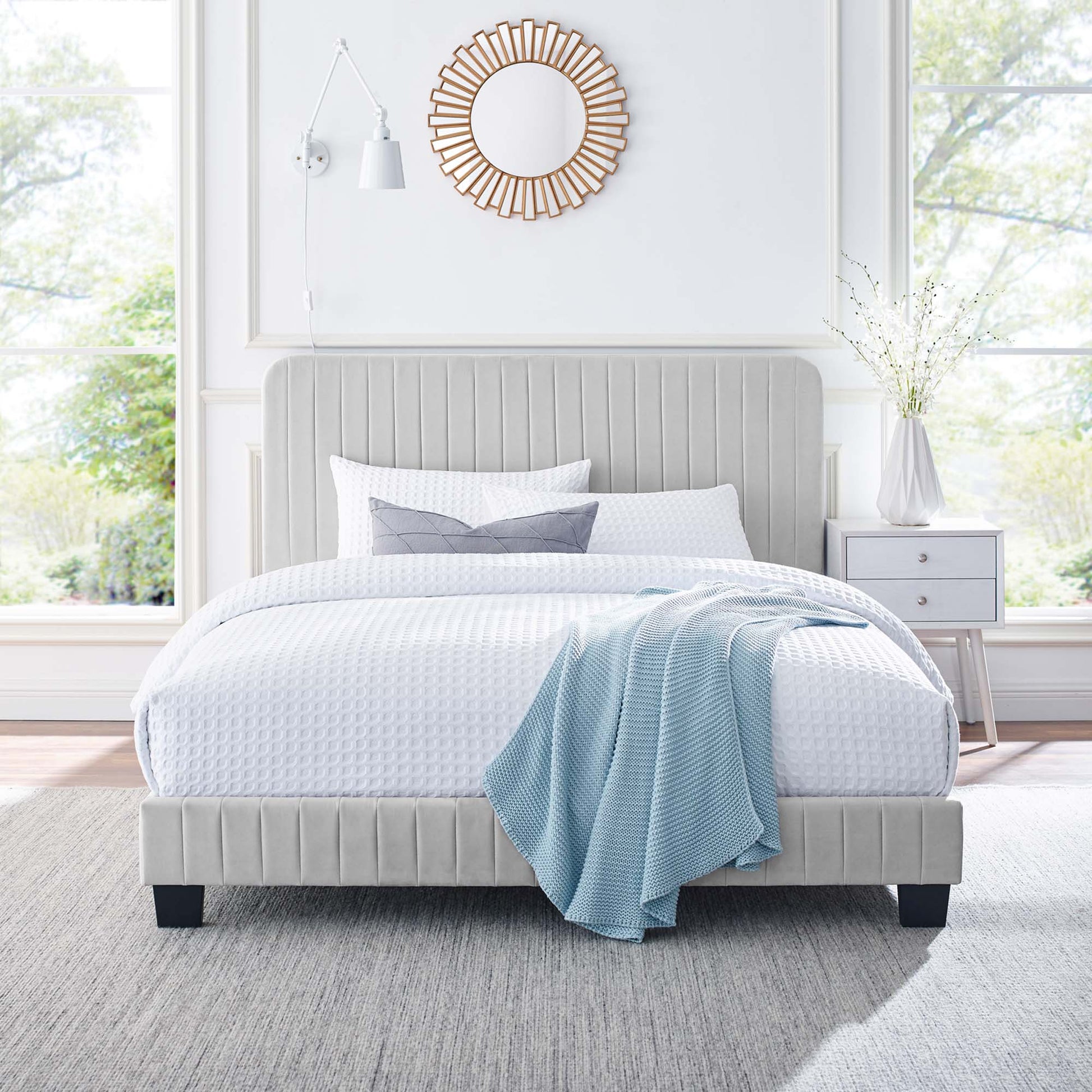 Celine Channel Tufted Performance Velvet Queen Platform Bed by Modway - Best Buy Furniture