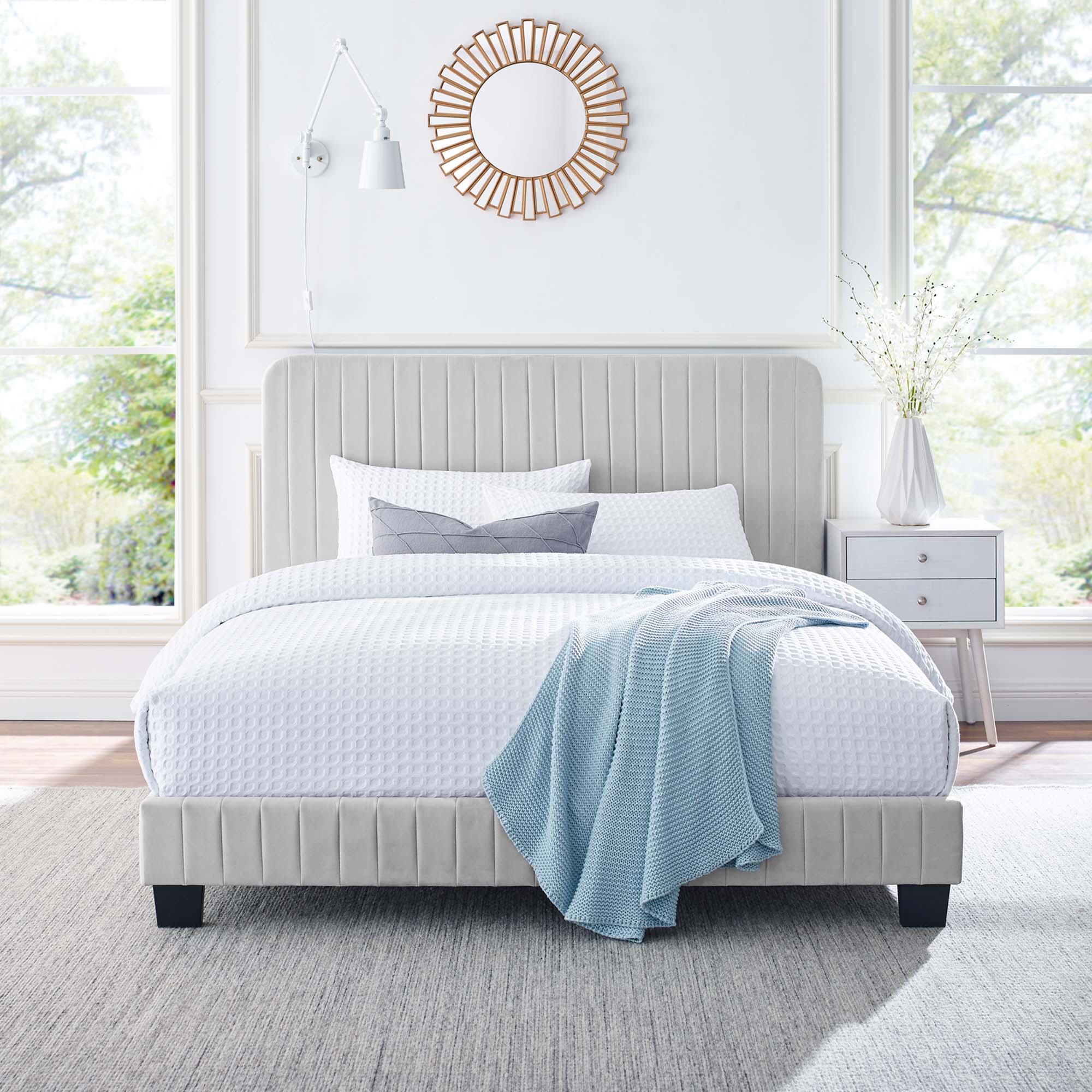 Celine Channel Tufted Performance Velvet Queen Platform Bed by Modway - Best Buy Furniture