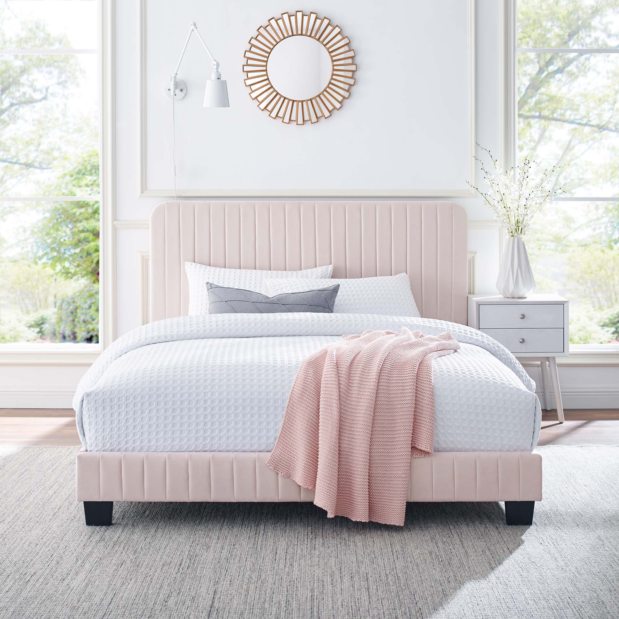 Celine Channel Tufted Performance Velvet Queen Platform Bed by Modway - Best Buy Furniture
